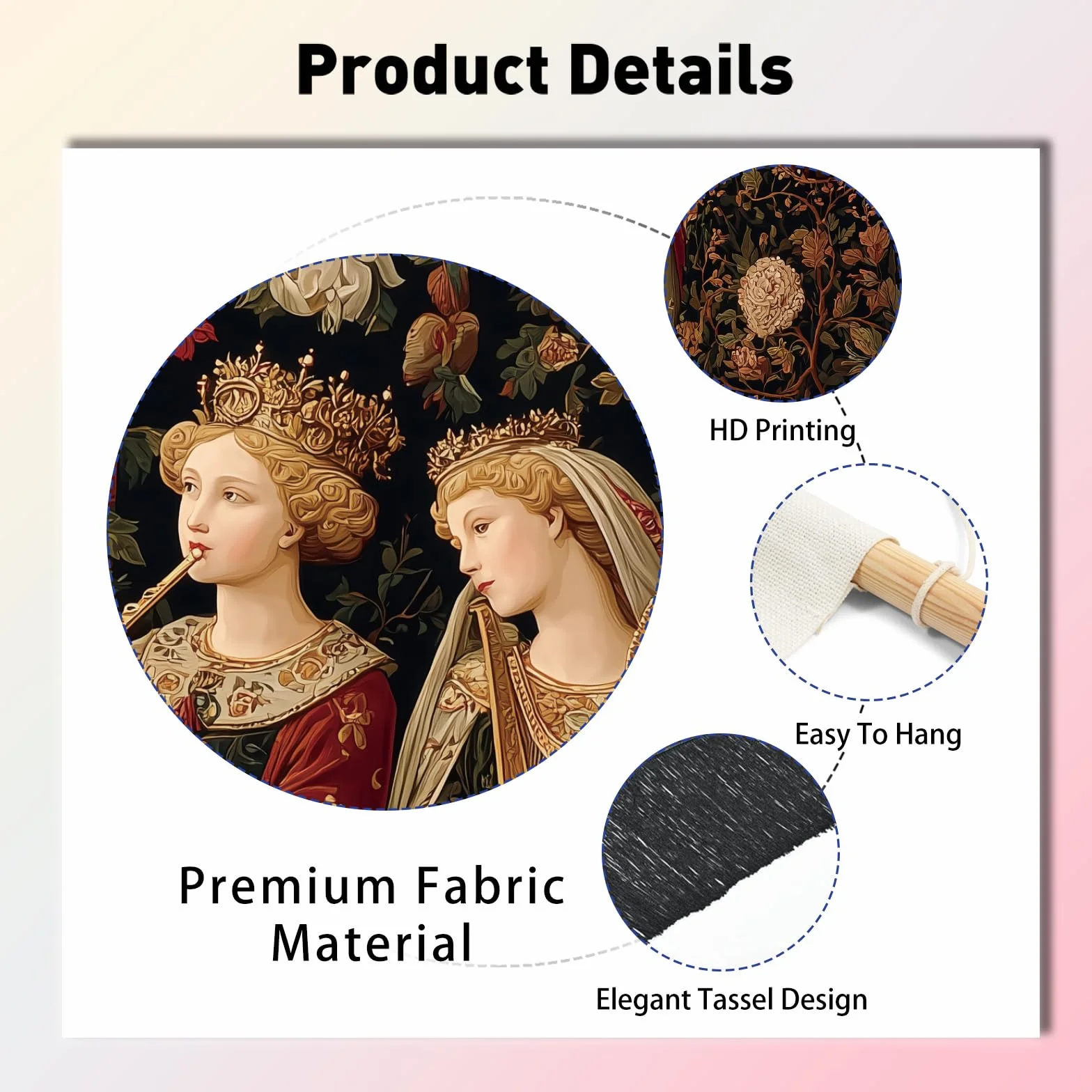 PLIGREAT 2 Paquete Tapiz Medieval con Músicos Retro Colgante de Pared Decorativo Estético para Dormitorio Salón