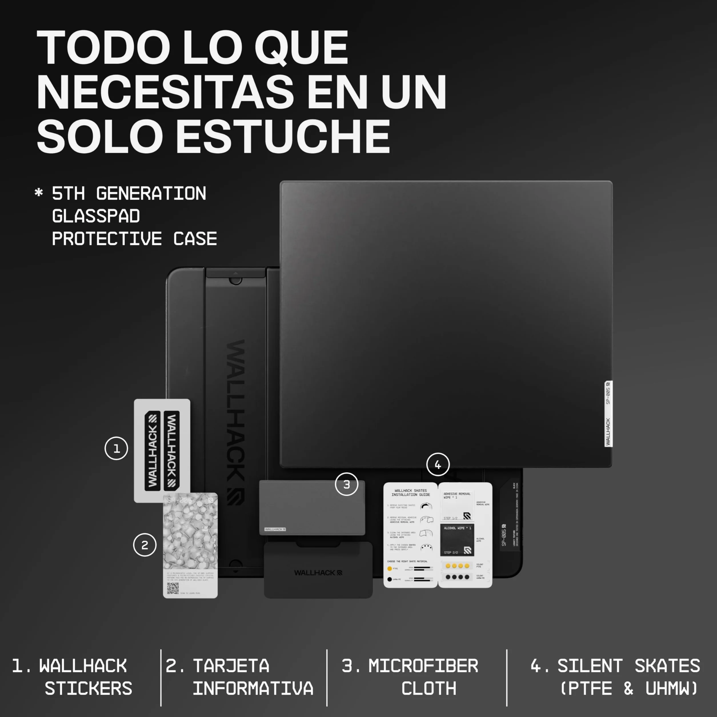 Wallhack SP-005 Alfombrilla Gaming de Cristal – Superficie Speed, Alfombrilla Grande para Esports, Deslizamiento Suave, Cristal Templado, Resistente y portátil con Estuche de Transporte | Negro