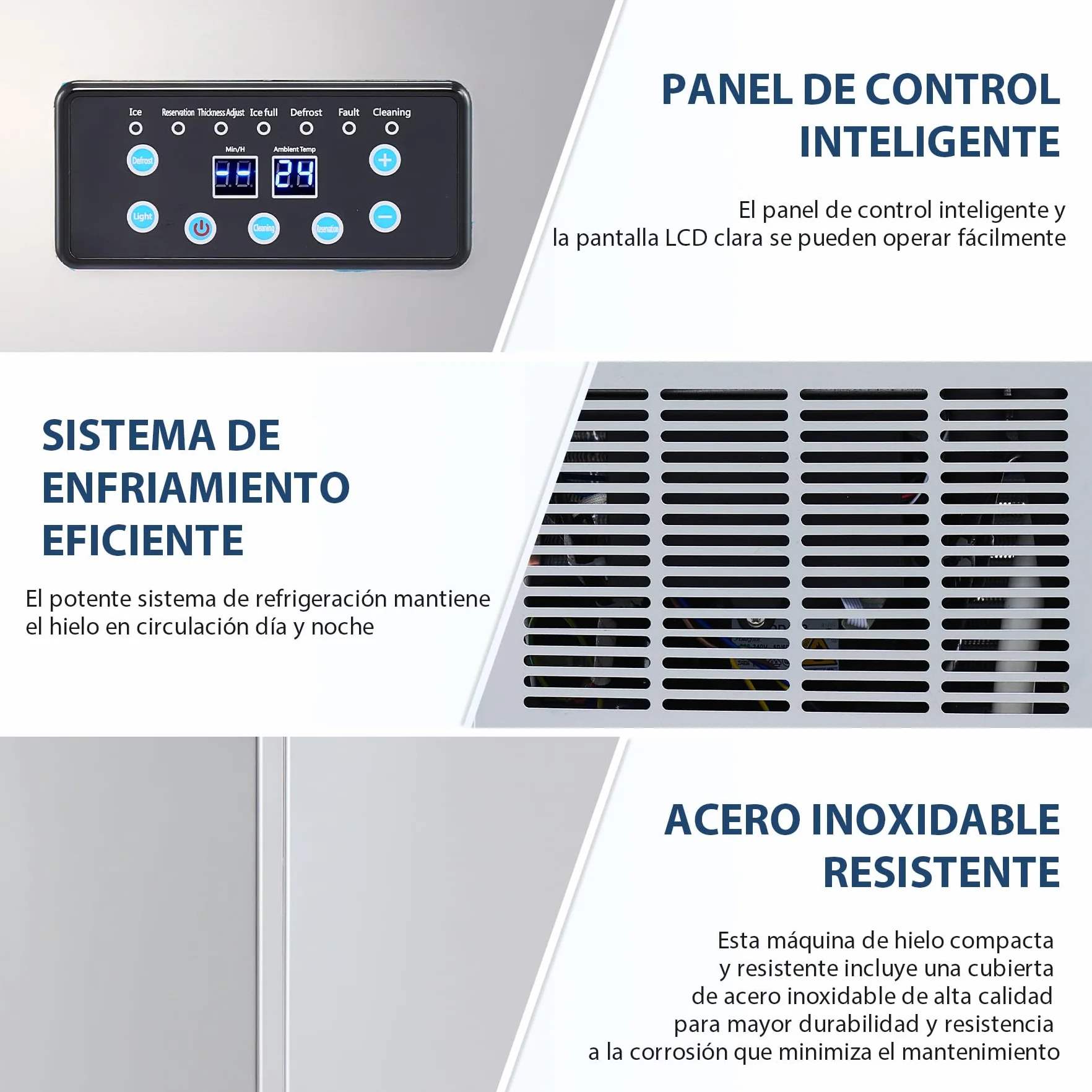 Máquina de Hacer Hielo Industrial WILPREP 480W 41kg/24h Acero Inoxidable LCD