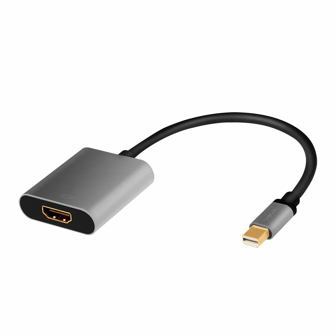LogiLink CDA0110 - Cable adaptador DisplayPort miniDisplayPort 4K/60 Hz, aluminio, negro/gris, 0,15 m
