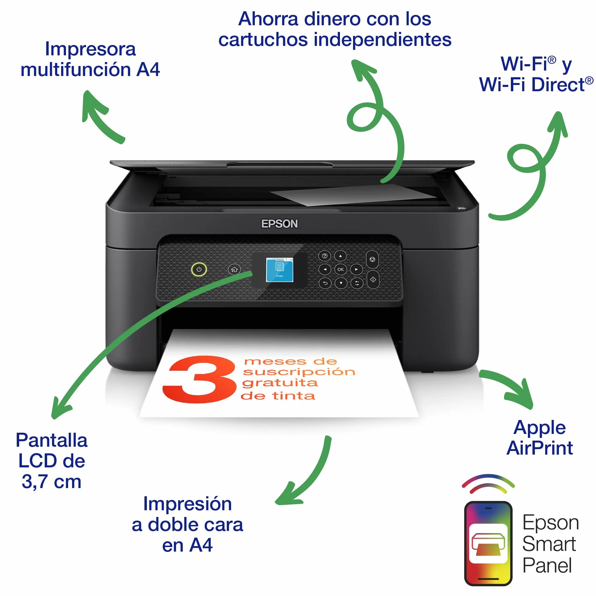 Epson Impresora de inyección de Tinta multifunción Expression XP-3200 A4 con conectividad inalámbrica y 3 Meses Gratis de suscripción ReadyPrint Flex*