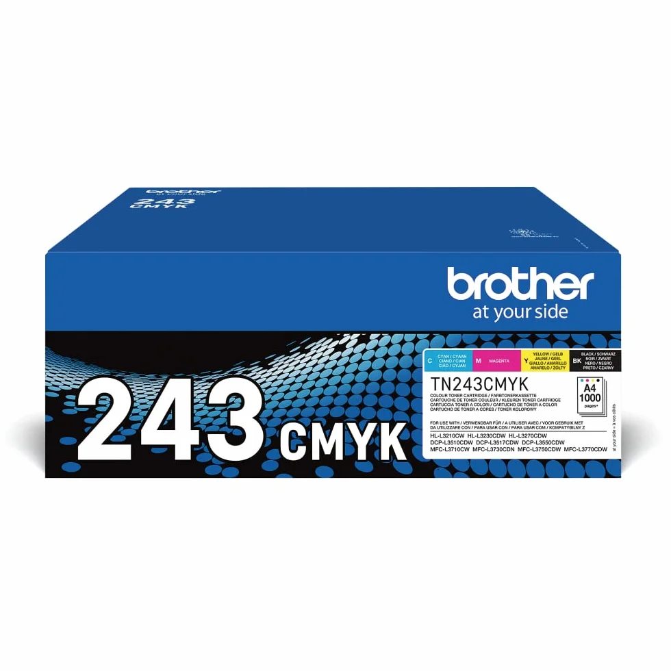 Brother TN243CMYK - Cartucho de tóner Negro, Cian, Magenta, Amarillo, Multi-pack