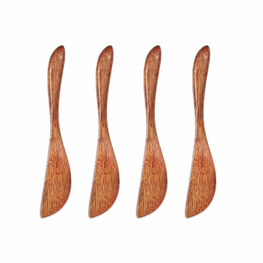 4 piezas Cuchillos de Mantequilla de Madera Mermelada, queso, sándwich, esparcidor de mantequilla hecho a mano Aproximadamente 15 cm
