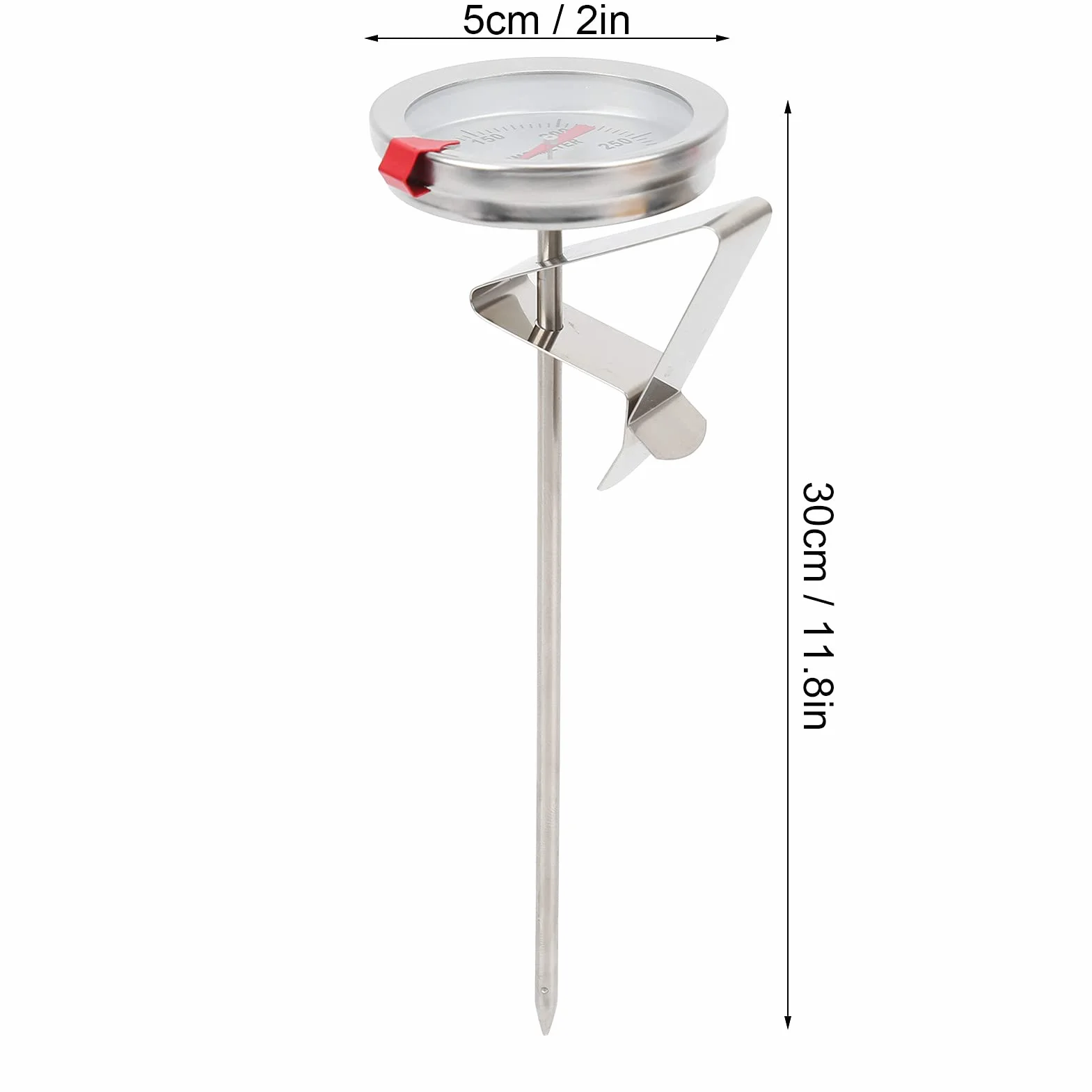 Tnfeeon Termómetro de Cocina Acero Inoxidable 50°C-300°C 12 Pulgadas Freír Asar