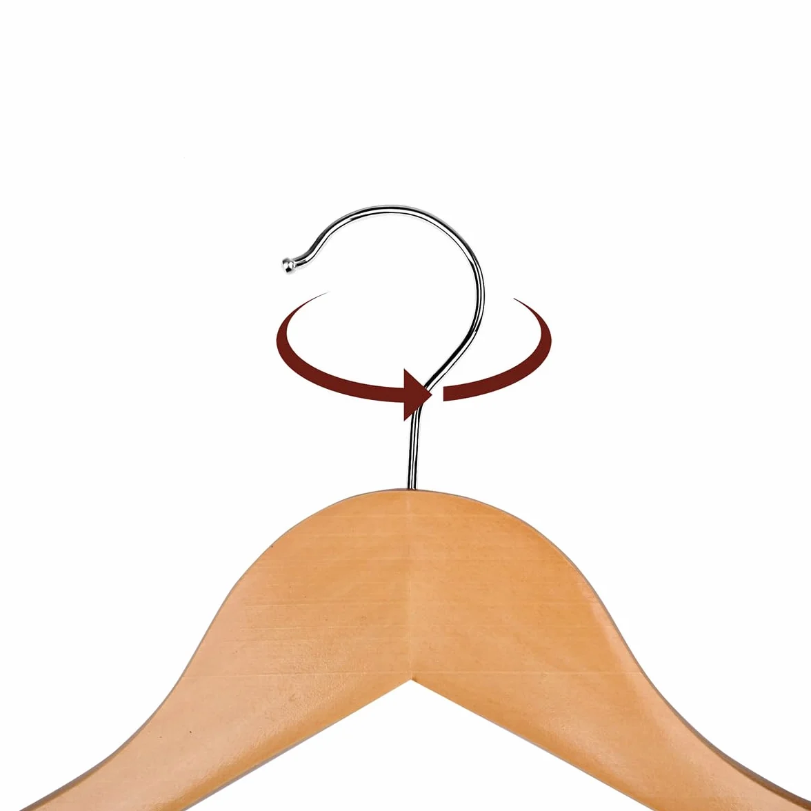 Perchas para Ropa de Madera Natural con Muescas Antideslizantes y Gancho Giratorio - Pack 20