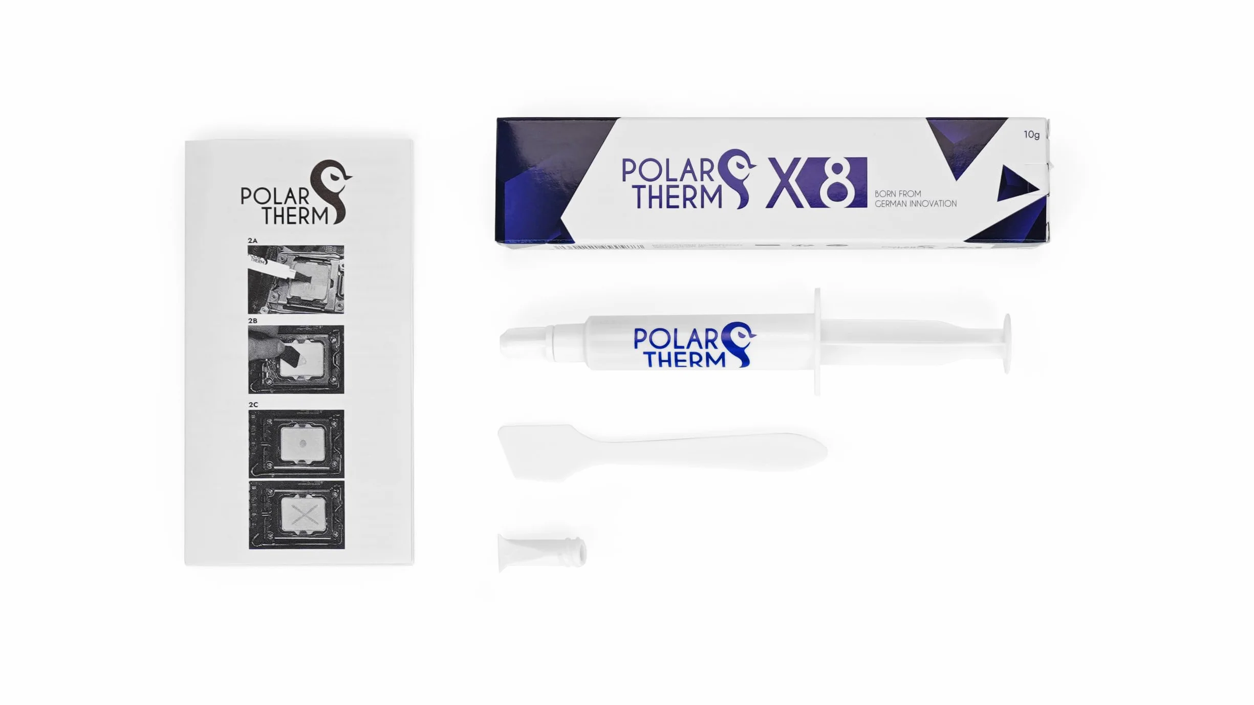 Polartherm X-8 by Thermal Grizzly - Pasta térmica para CPU y GPU de 10 gramos - Alta conductividad térmica, larga durabilidad, grasa térmica no conductora - Kit de compuesto térmico con espátula