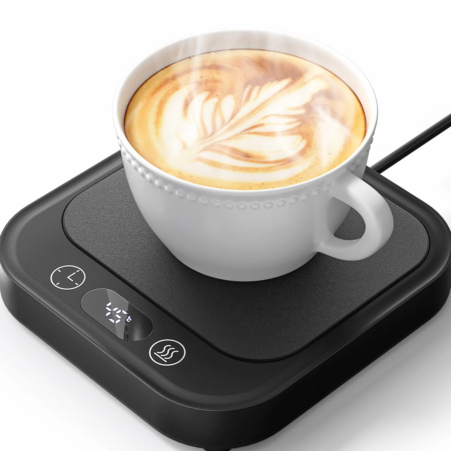 Calentador de Tazas de Café, Calentador Tazas con 4 Niveles Temperatura, Pantalla Digital, Función de Temporizador, Automático Después de 8 Horas, para Calentar Café/Leche/Cacao