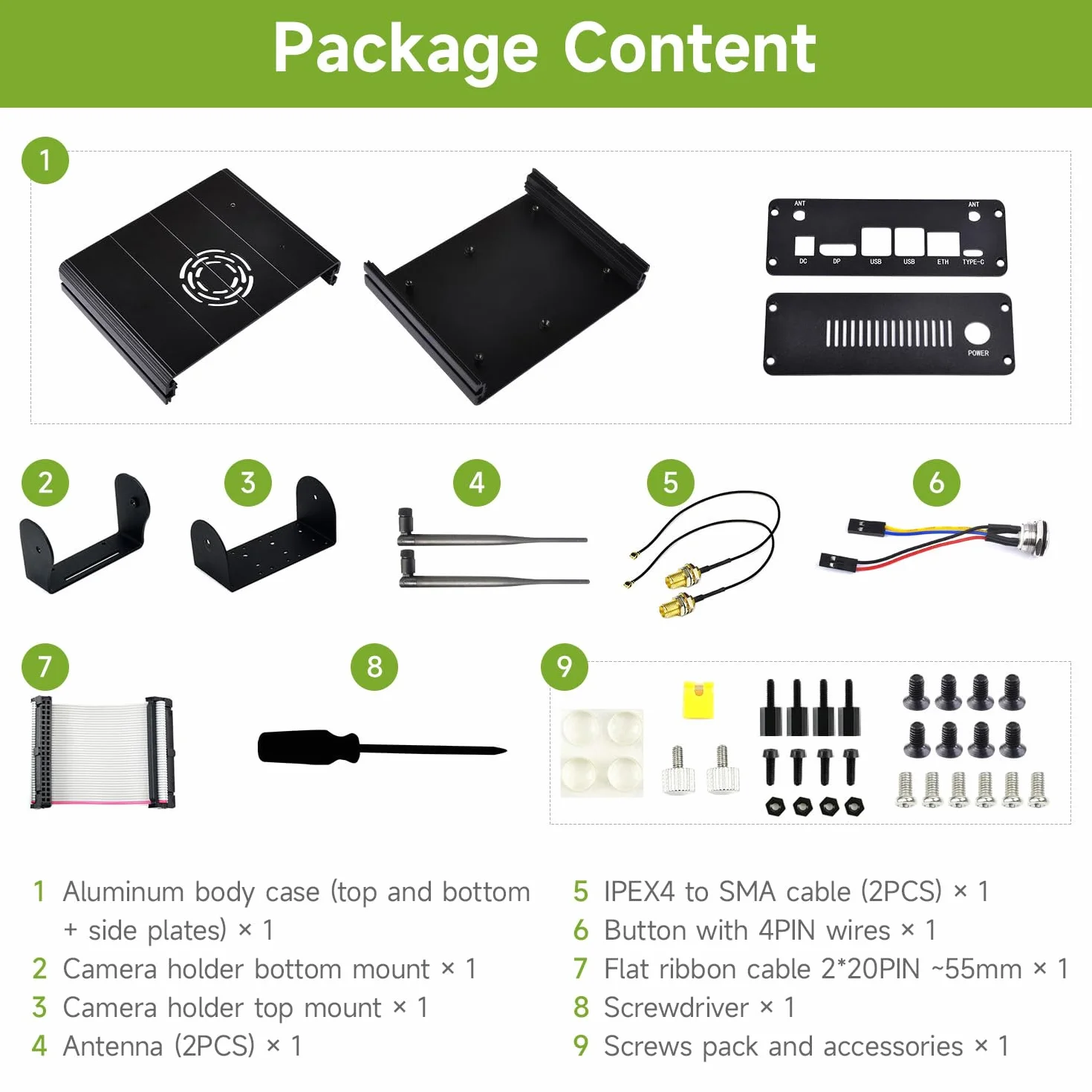 Waveshare Aluminum Alloy Case for Jetson Orin, with Camera Holder, Mini-Computer Case, Compatible with Jetson Orin Nano/Jetson Orin NX Kits/Jetson Orin Nano Super Developer Kit