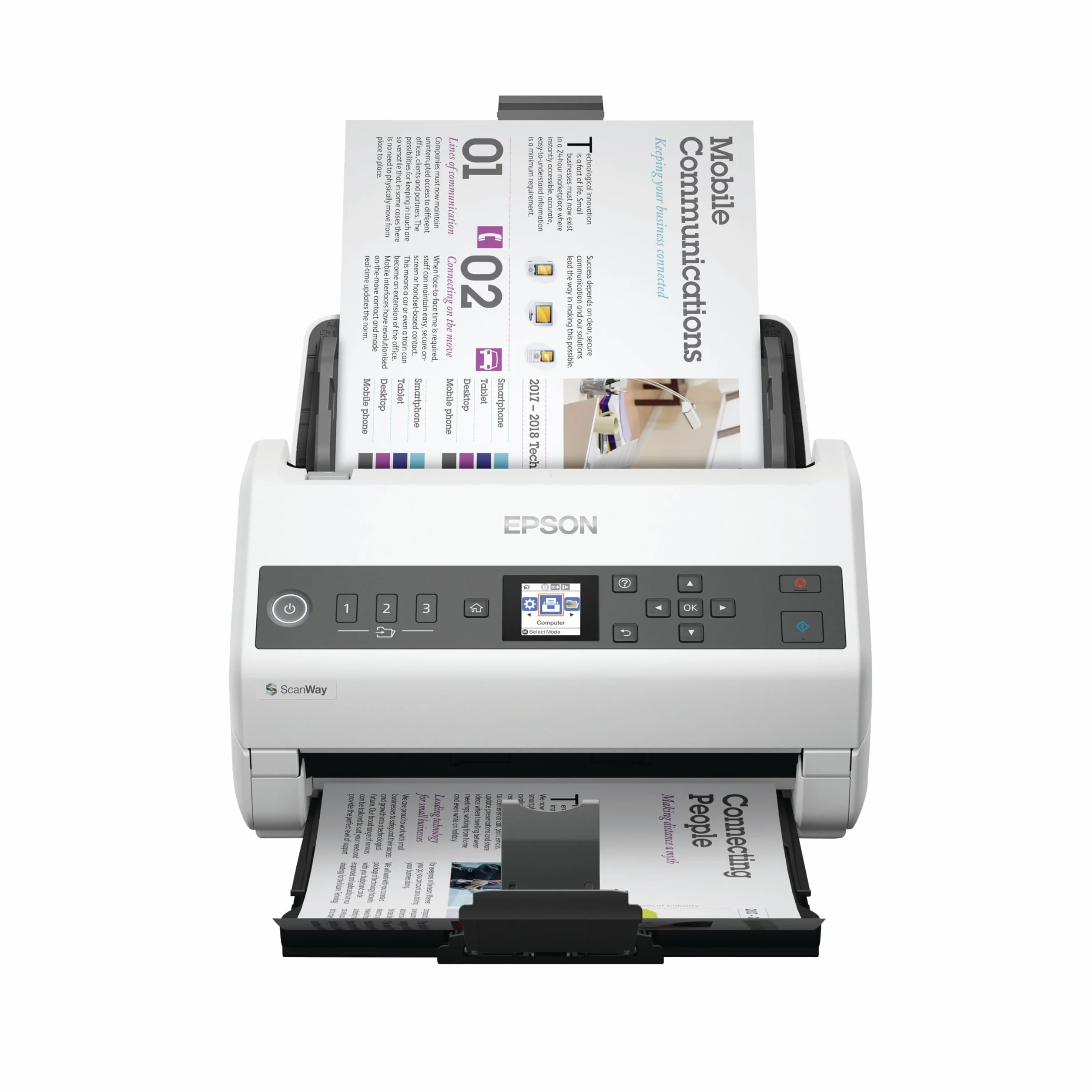 Epson Workforce DS-730N Escáner Profesional Vertical Color A4 USB Ethernet Alimentador Automático Documentos Dúplex Pantalla LCD Blanco