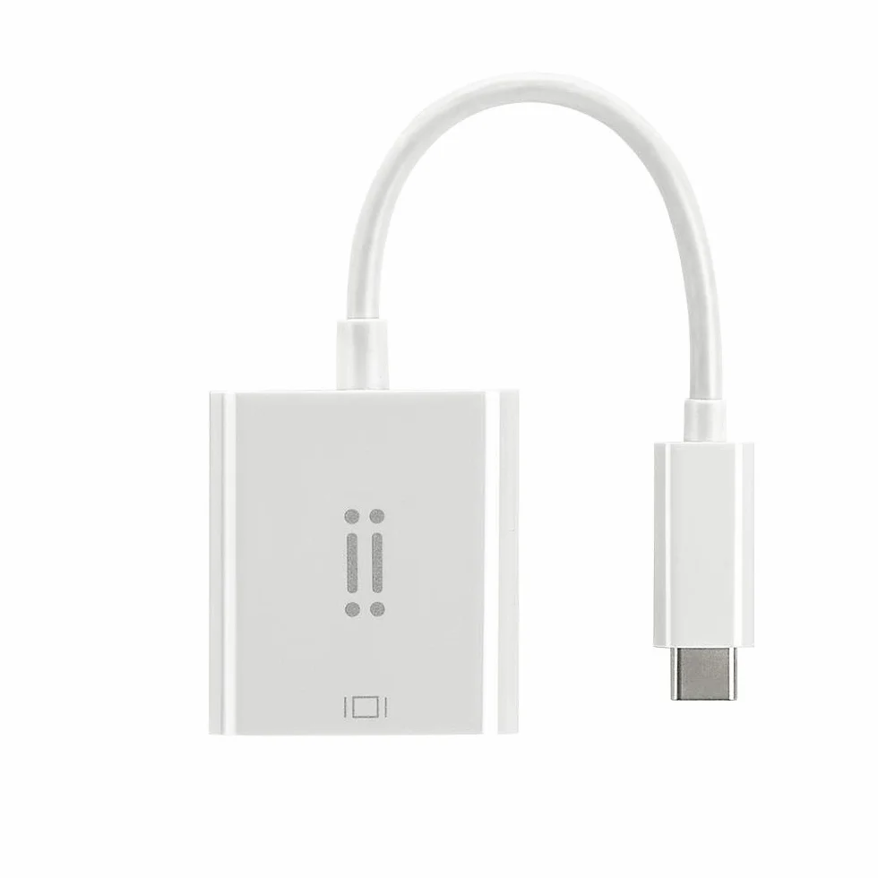 aiino - Adaptador USB-C A VGA - Longitud 15 cm, Compatible con MacBook, conexión con Dispositivos externos: TV, Monitor VGA, proyector - Blanco