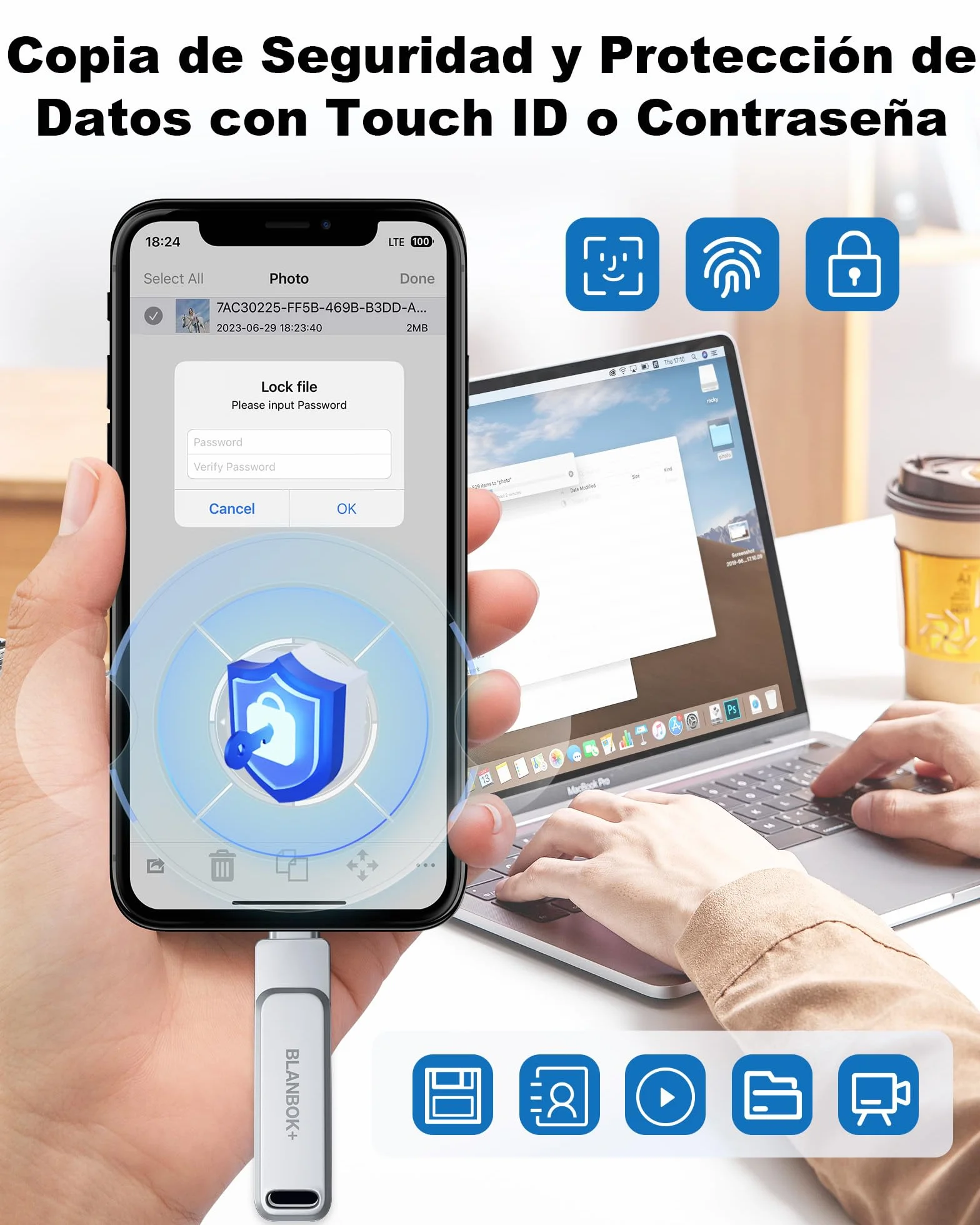 128GB Pendrive para iPhone, Certificación MFI,Pendrive para Phone Pen Drive 3 en 1 Memoria USB con Adaptador Tipo C Externa Photo Stick para iOS, Phone/Pad/Mac/PC/Android