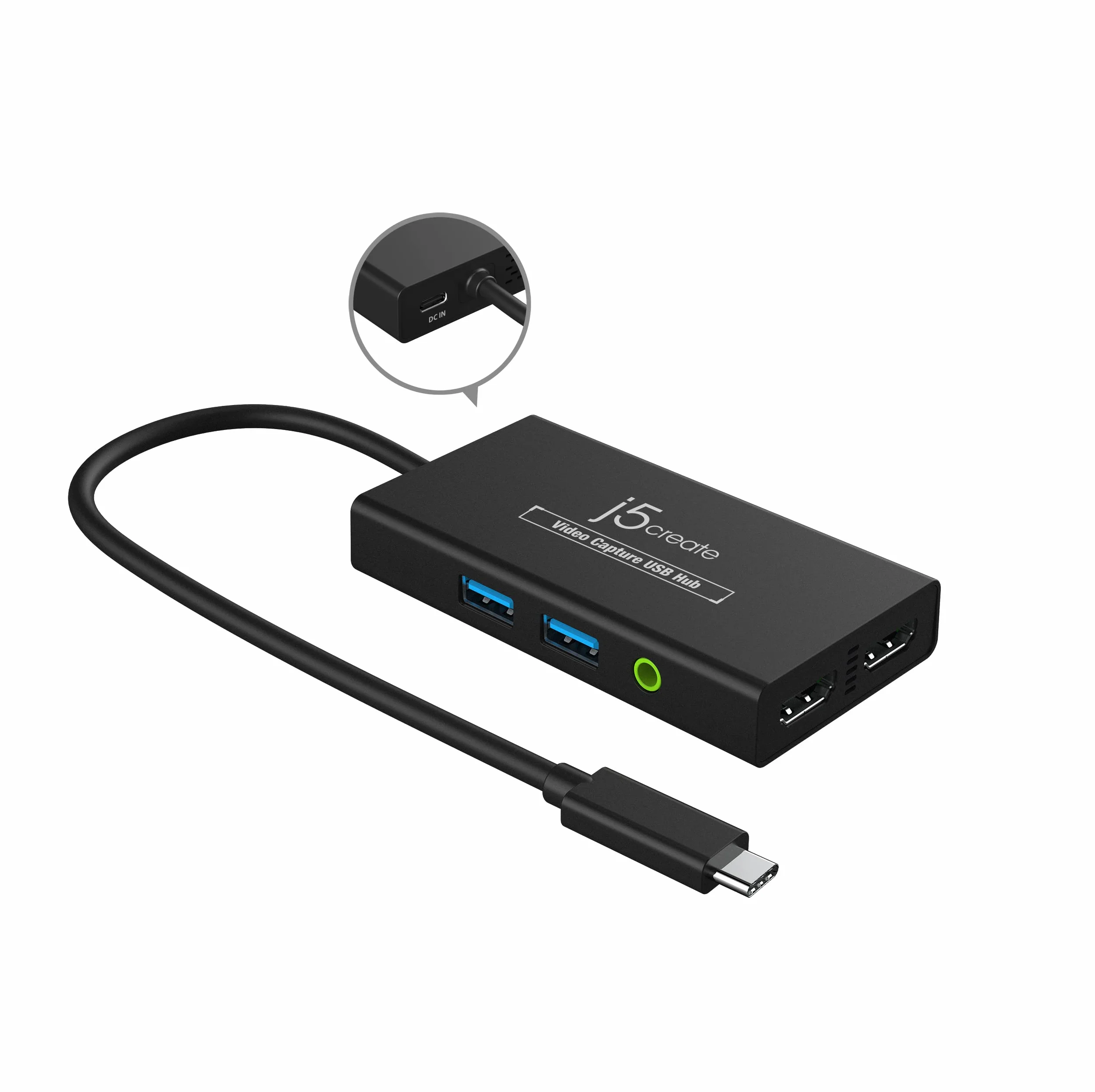 j5create Tarjeta de Captura de vídeo con Carga de Paso PD 60W, hub multifunción Incorporado, Apto para Streaming, transmisión en Vivo, videoconferencia, enseñanza, Juegos (JVA01)