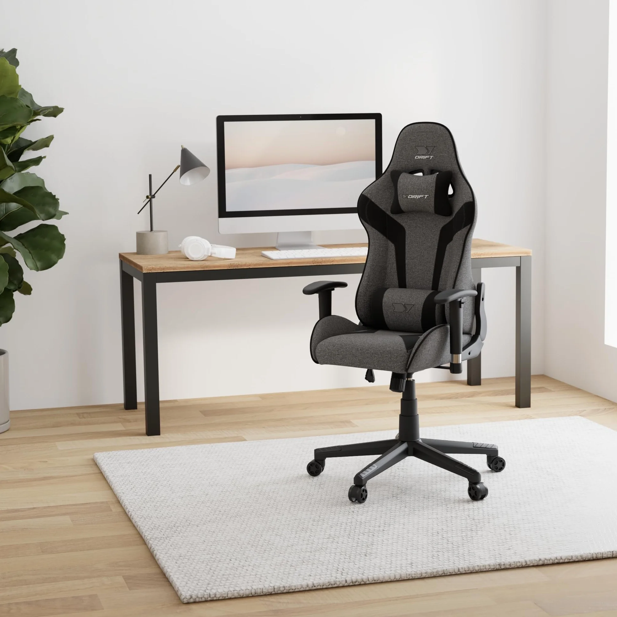 DRIFT GAMING DR90 Silla Gaming Ergonómica Respaldo Reclinable 135° Brazos 2D Ajustables Tejido Transpirable Base Nylon Pistón Gas Clase 4 Gris/Negra