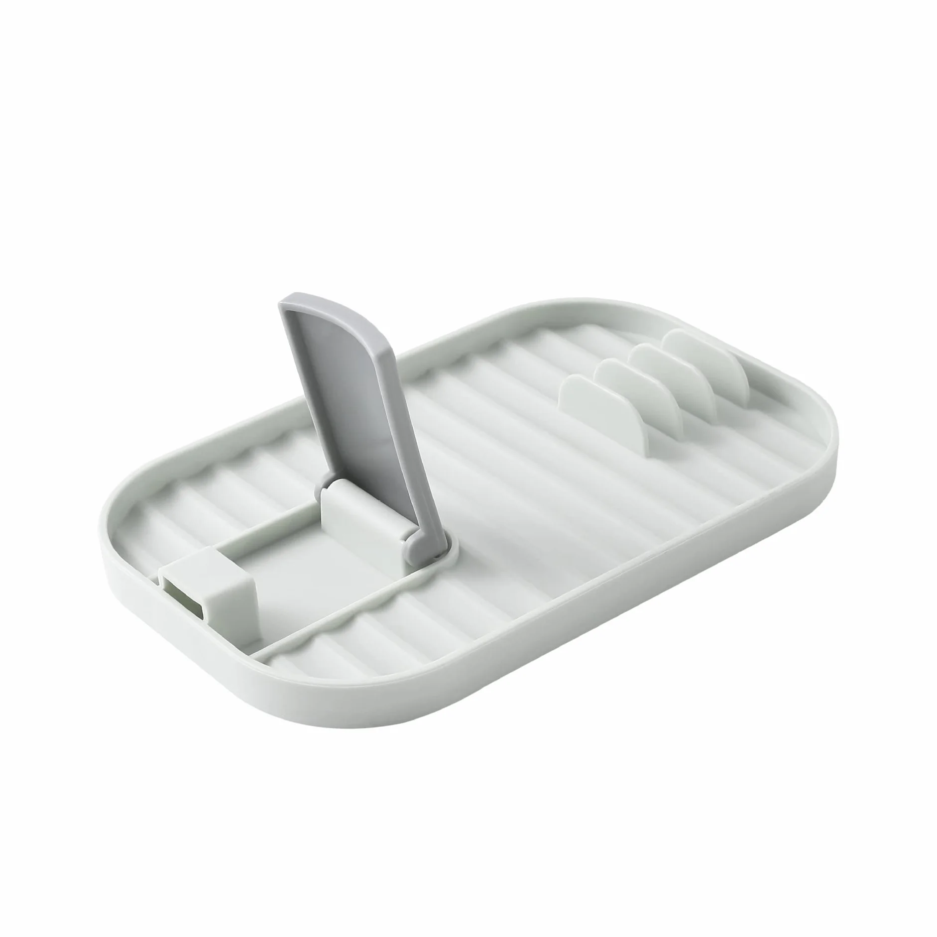 Reposa cucharas portautensilios de cocina Soporte para espátula Blanco y Gris