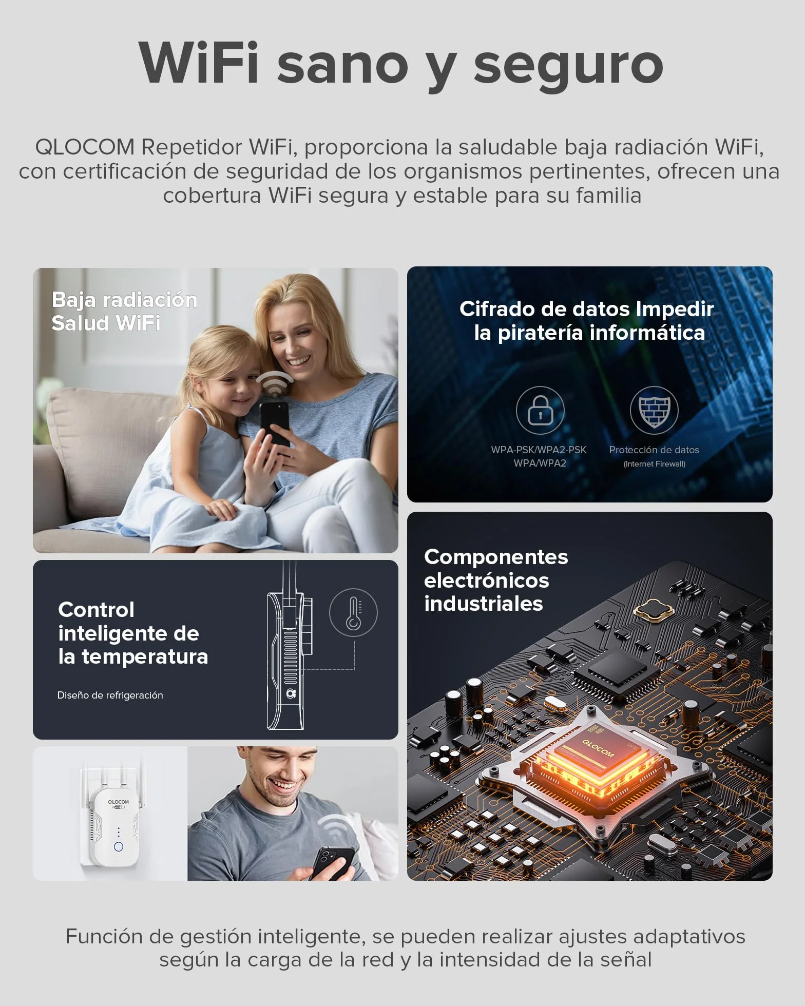 2026 Nuevo Amplificador Señal WiFi 1200Mbps Repetidor WiFi, Doble Banda 5GHz y 2.4GHz Extensor WiFi con WPS, WiFi Booster Compatible con Todos los Routers