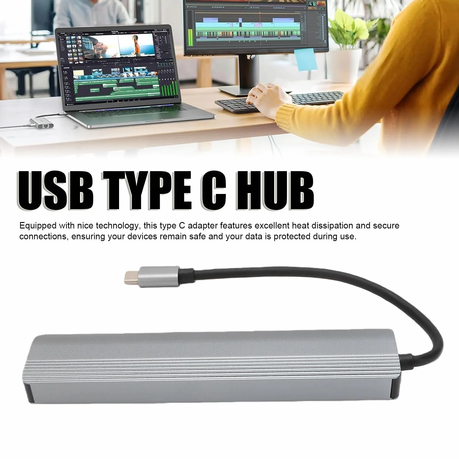 Adaptador Multipuerto Ethernet Preciso con Conexiones Versátiles 6 en 1 para Carga Rápida e Interfaz Multimedia de Alta Definición 4K, Ideal para Streaming y Juegos, Material de Aleación de