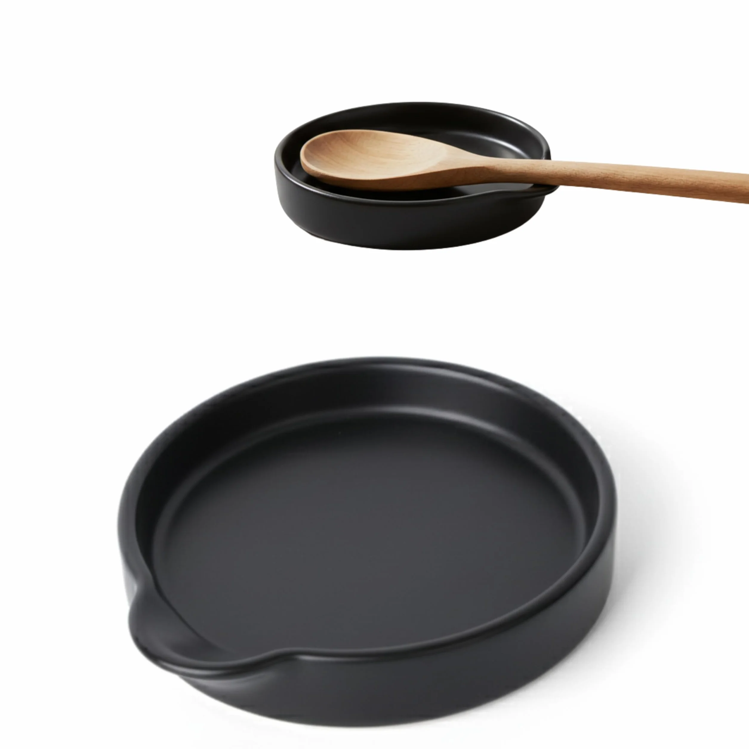 Soporte para Utensilios de Cocina CURVE, Cucharas de Cerámica, Plato Multiusos Ø 15.5 cm, Negro Mate