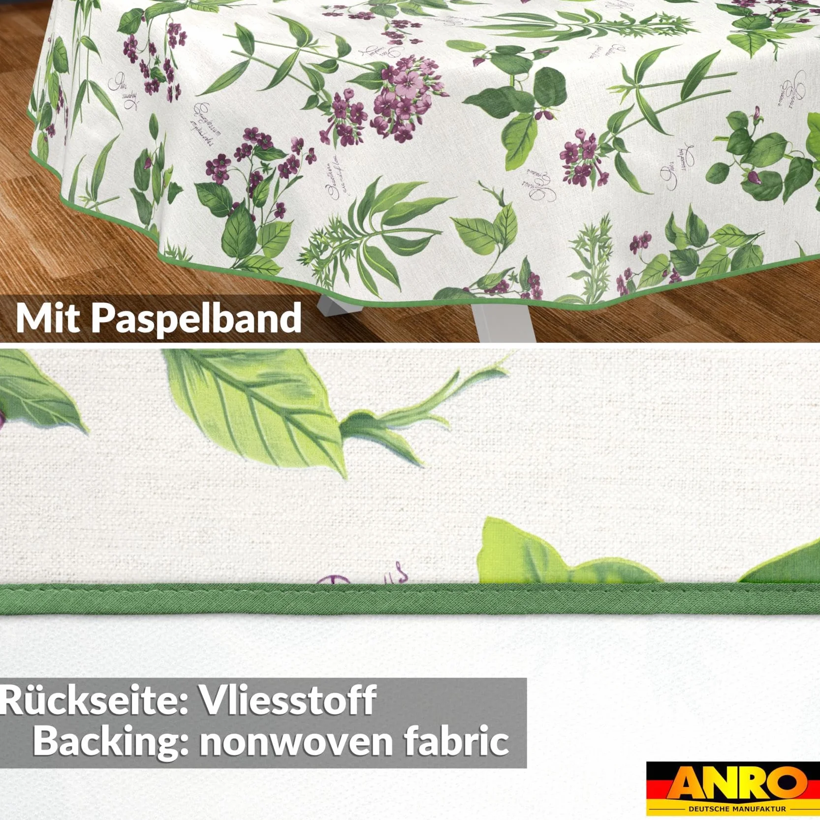 Mantel de Hule Lavable Impermeable Efecto Loto 200 x 140 cm Ovalado
