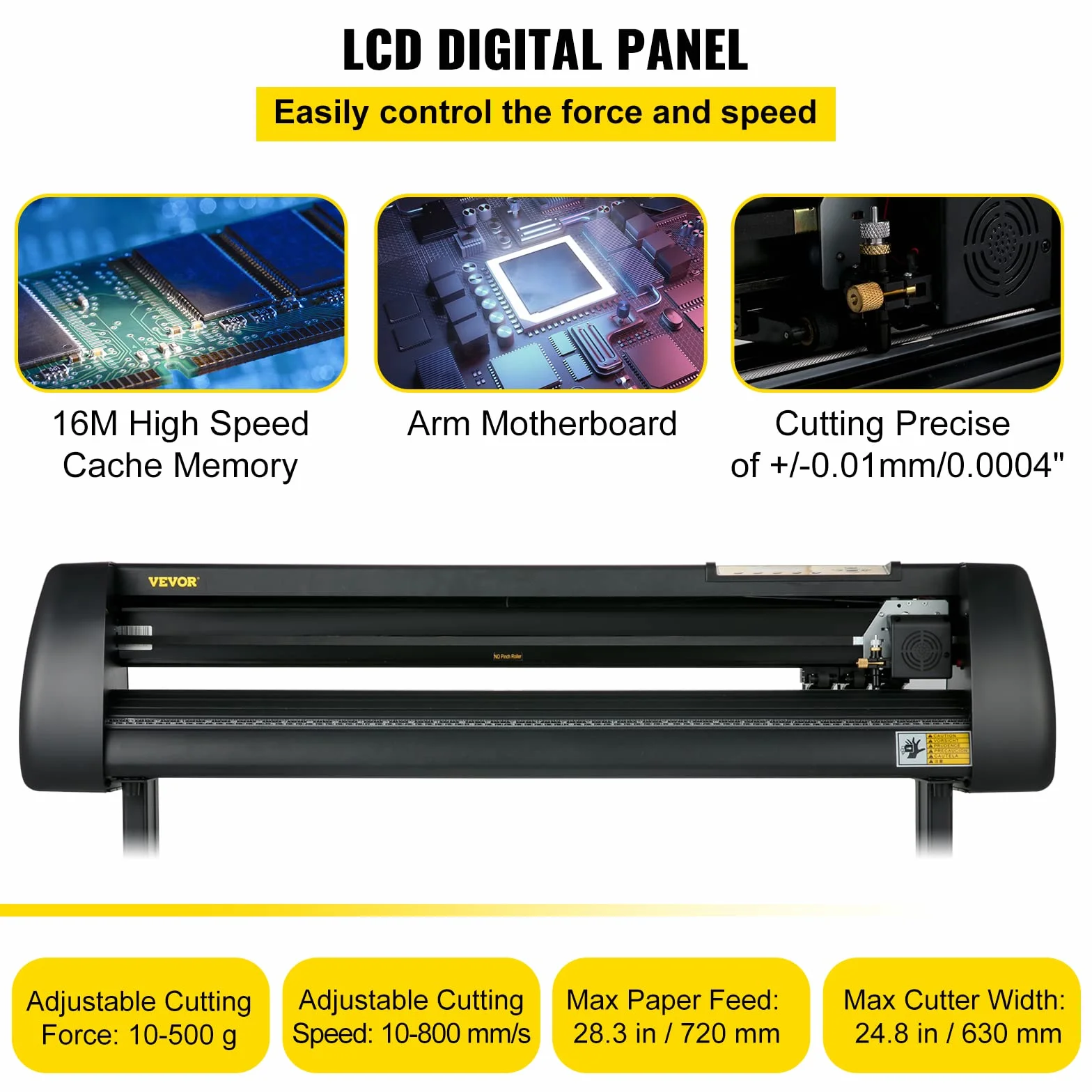 VEVOR Máquina Cortadora de Vinilo Alimentación de Papel 720 mm Impresora de Vinilo de Fuerza Velocidad Ajustable Pantalla LCD Kit de Fabricación de Letreros Compatible con Windows Software Signmaster