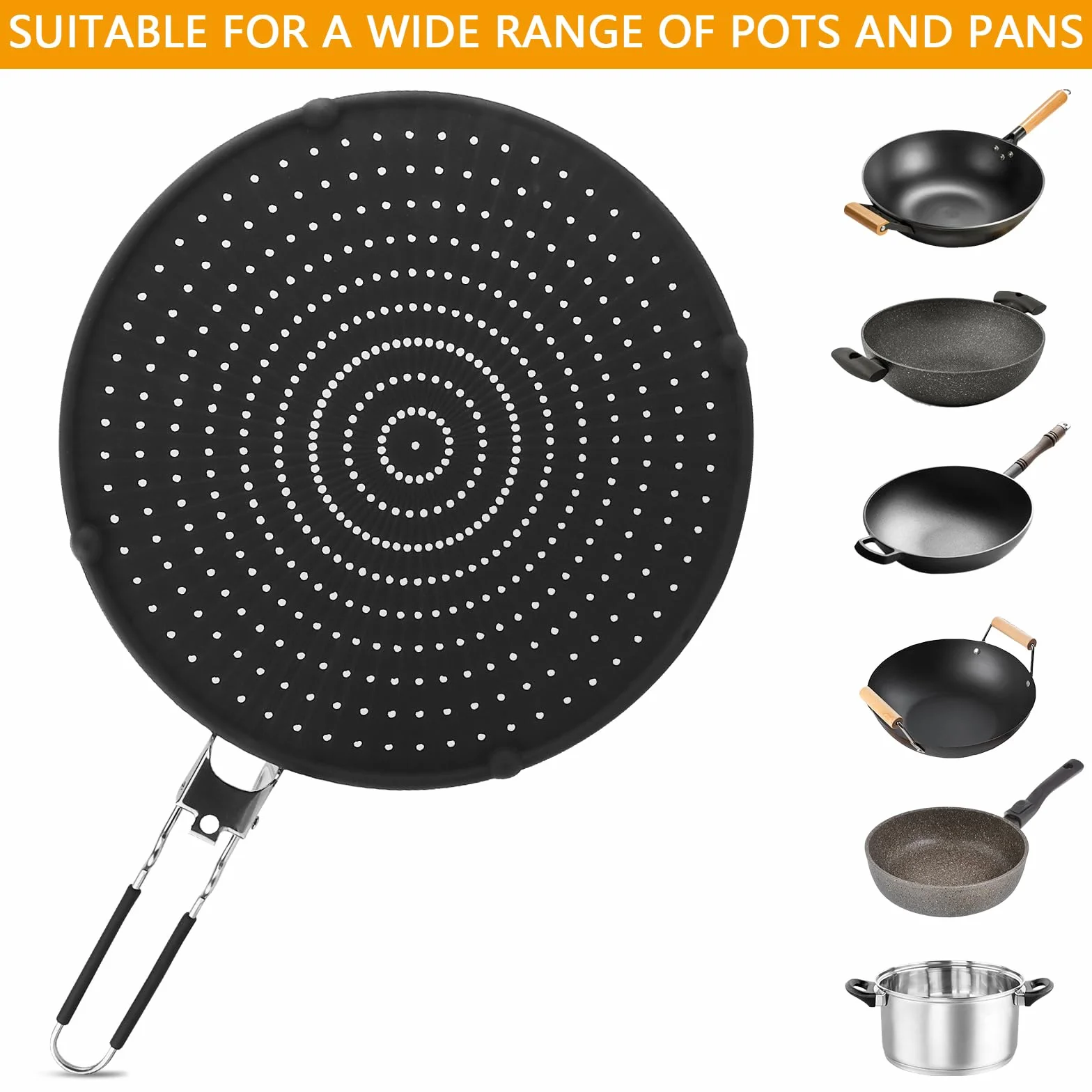 Pantalla de Salpicaduras de Acero Inoxidable 32CM con Mango Protector Antisalpicaduras RISVOWO