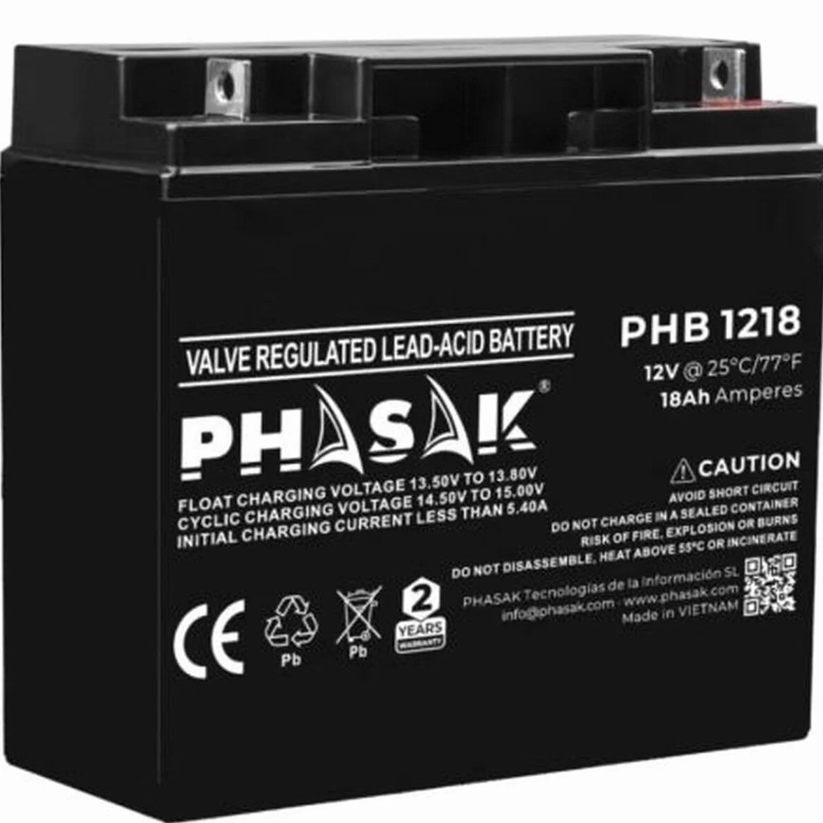 Phasak Batería para SAI PHB 1218 12 V - Marca EAN: 5605922014330