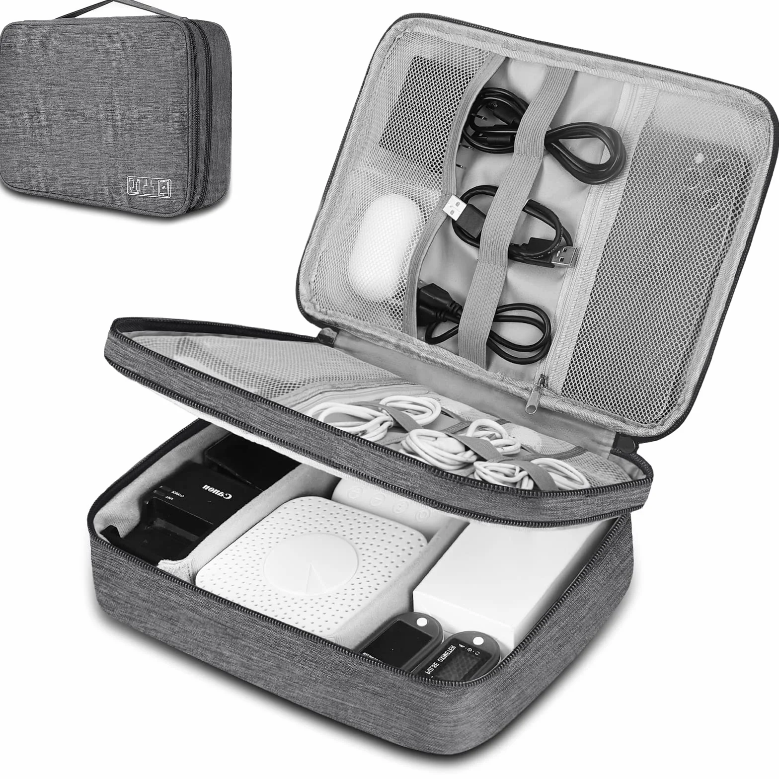 Organizador electrónico Universal de Viaje, Organizador de Cables electrónicos, Bolsa de Accesorios para Cable, Cargador, teléfono, USB, Tarjeta SD, 1 Paquete