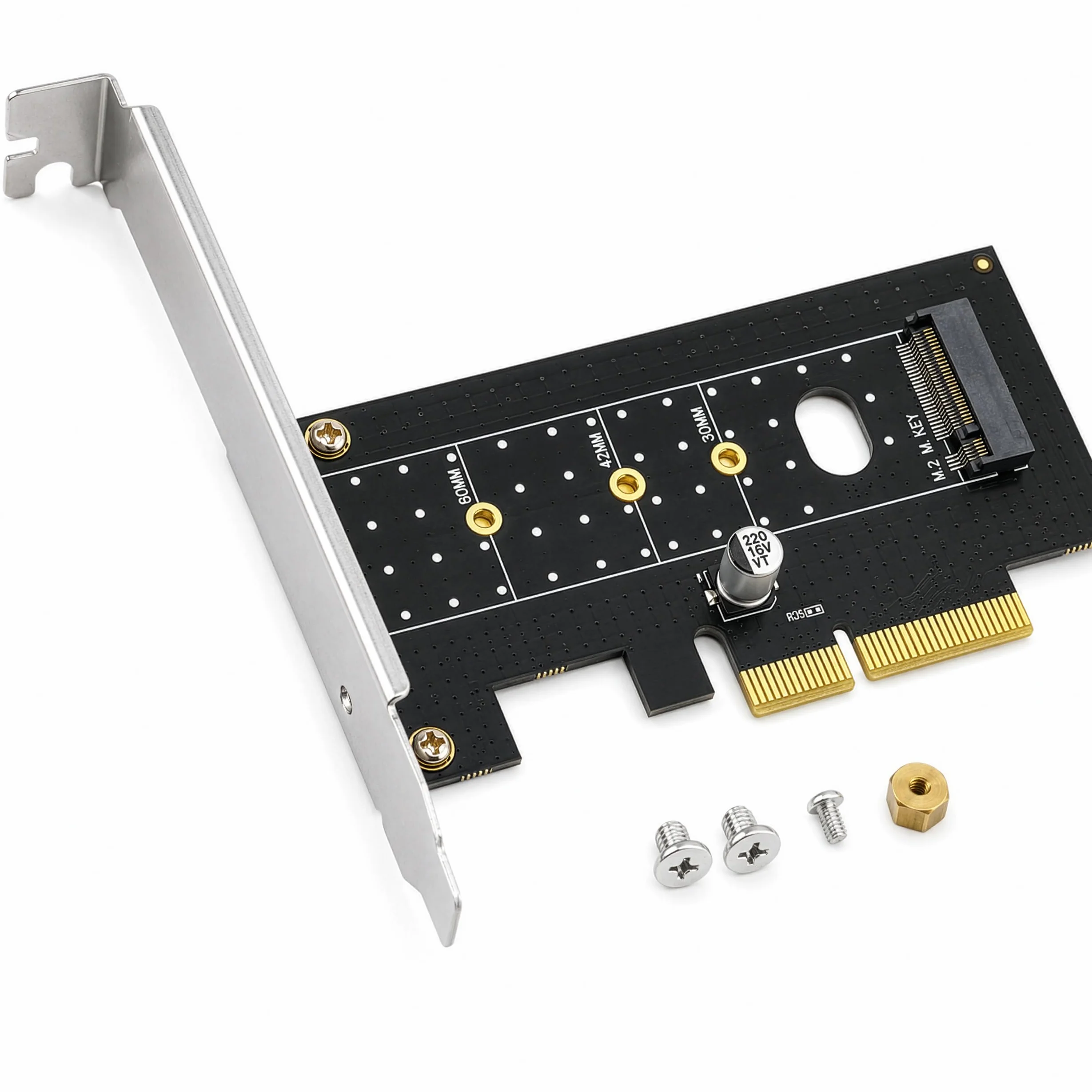 M.2 NVMe SSD NGFF to PCIE X4 Adapter M Key Interface Card Support PCI-e PCI Express 3.0 x4 2230-2280 Size M2 SSD M2 PCIE Adapter (M.2 SSD to PCIe x4) | Adaptador para SSD M-Key NVMe PCIe | Soporta 2230 2242 2260 2280 | Ranuras de escritorio PCIe x4 x8 x16