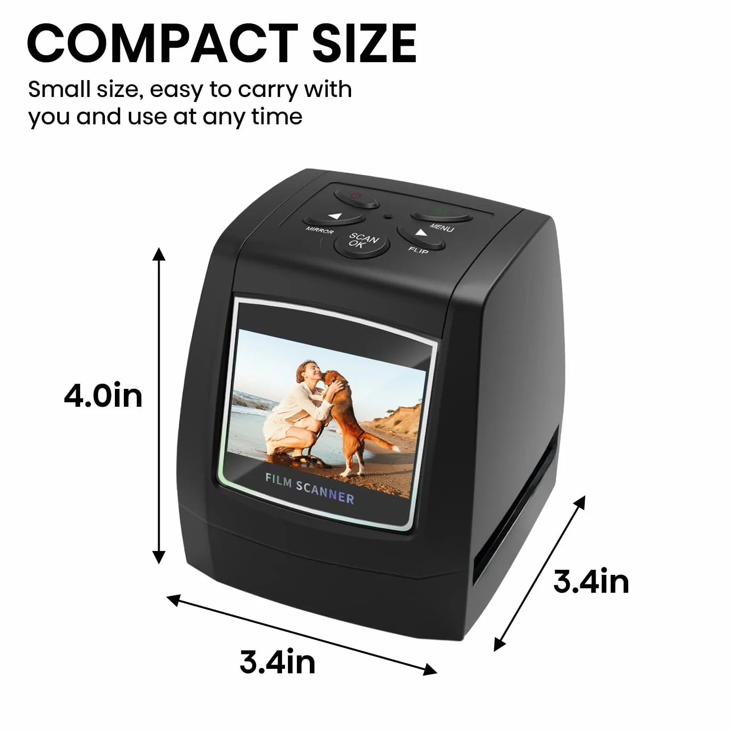 Escáner de película para 35mm Negativos y Diapositivas, Escáner de Alta resolución con 2,4" LCD, Convertidor No se Requiere PC y Software
