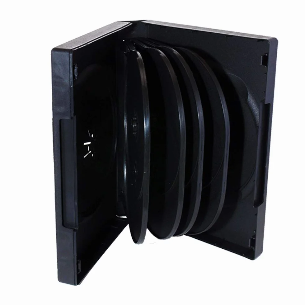 Maxtek Funda Negra para 10 Discos CD/DVD/BLU-Ray con 4 bandejas abatibles y Funda Transparente para Obras de Arte, Paquete de 2