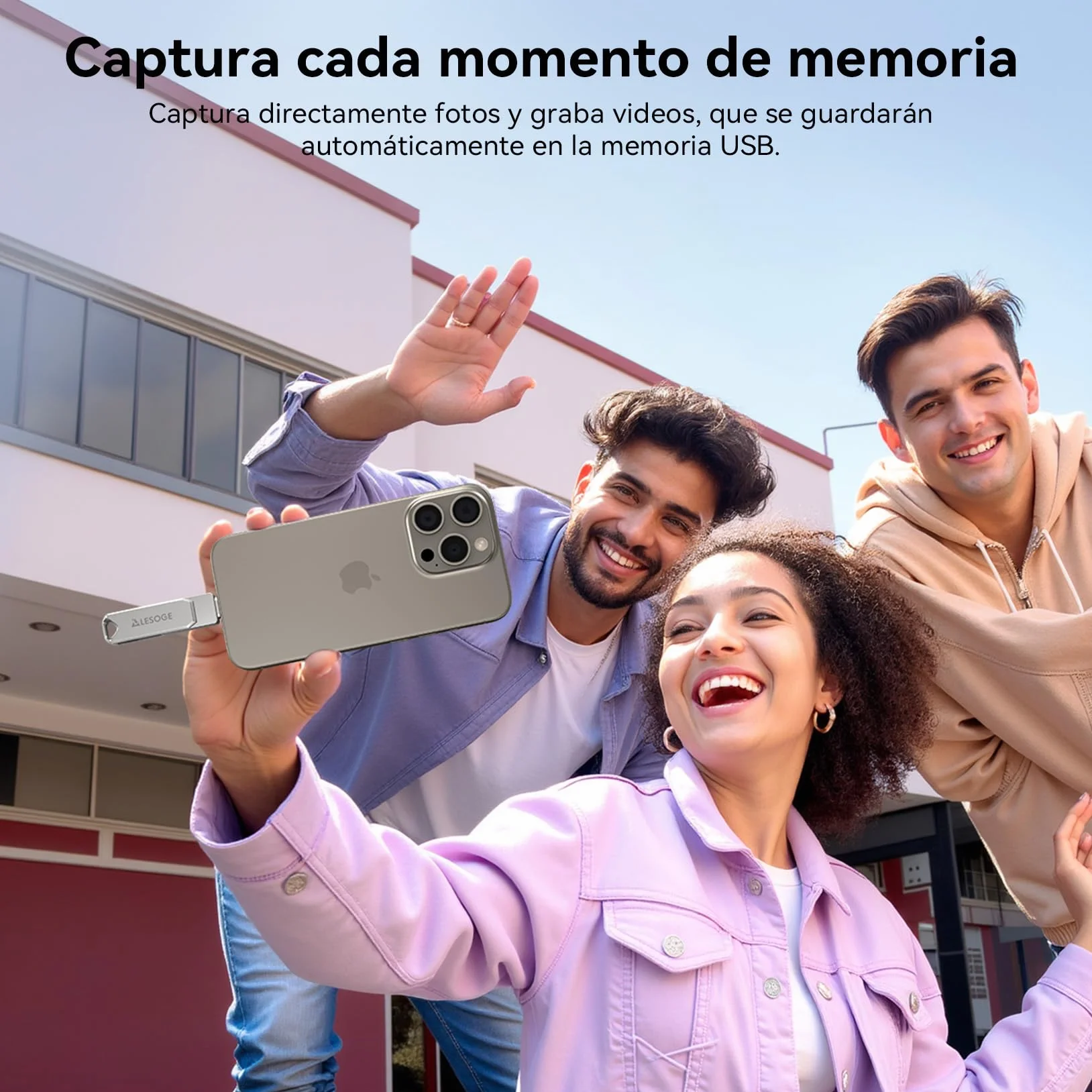 MFi – Memoria USB C 256GB para iPhone y Android, Memoria Externa iPhone 3 en 1, Memoria USB 3.0, pendrive USB-C para Fotos y vídeos (Plata)