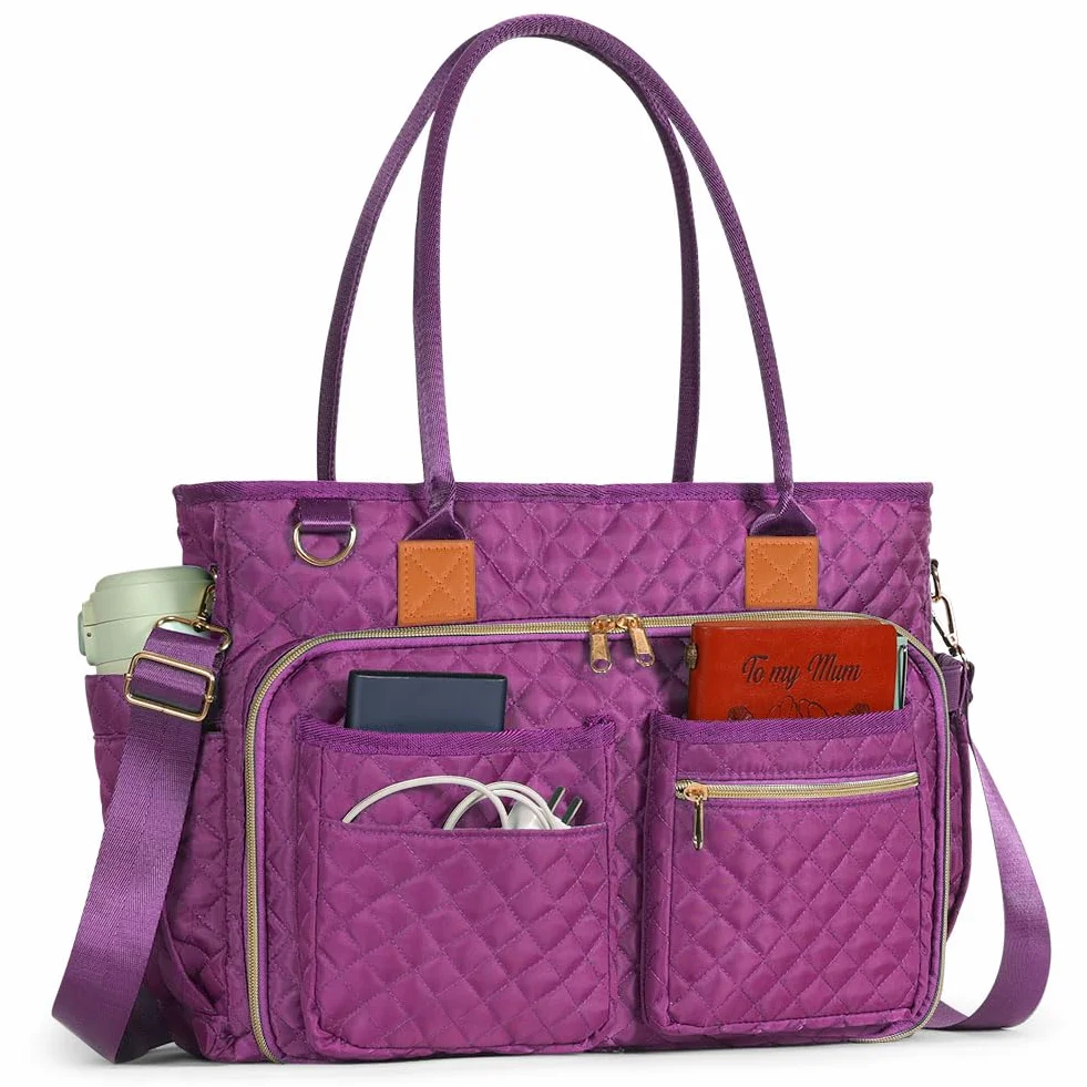 Bolsa de Profesora, Grande Bolso Portatil Mujer, Bolsa para Portátil Mujer con Compartimentos Aislantes, Resistente al Agua para Trabajo Negocios Escuela