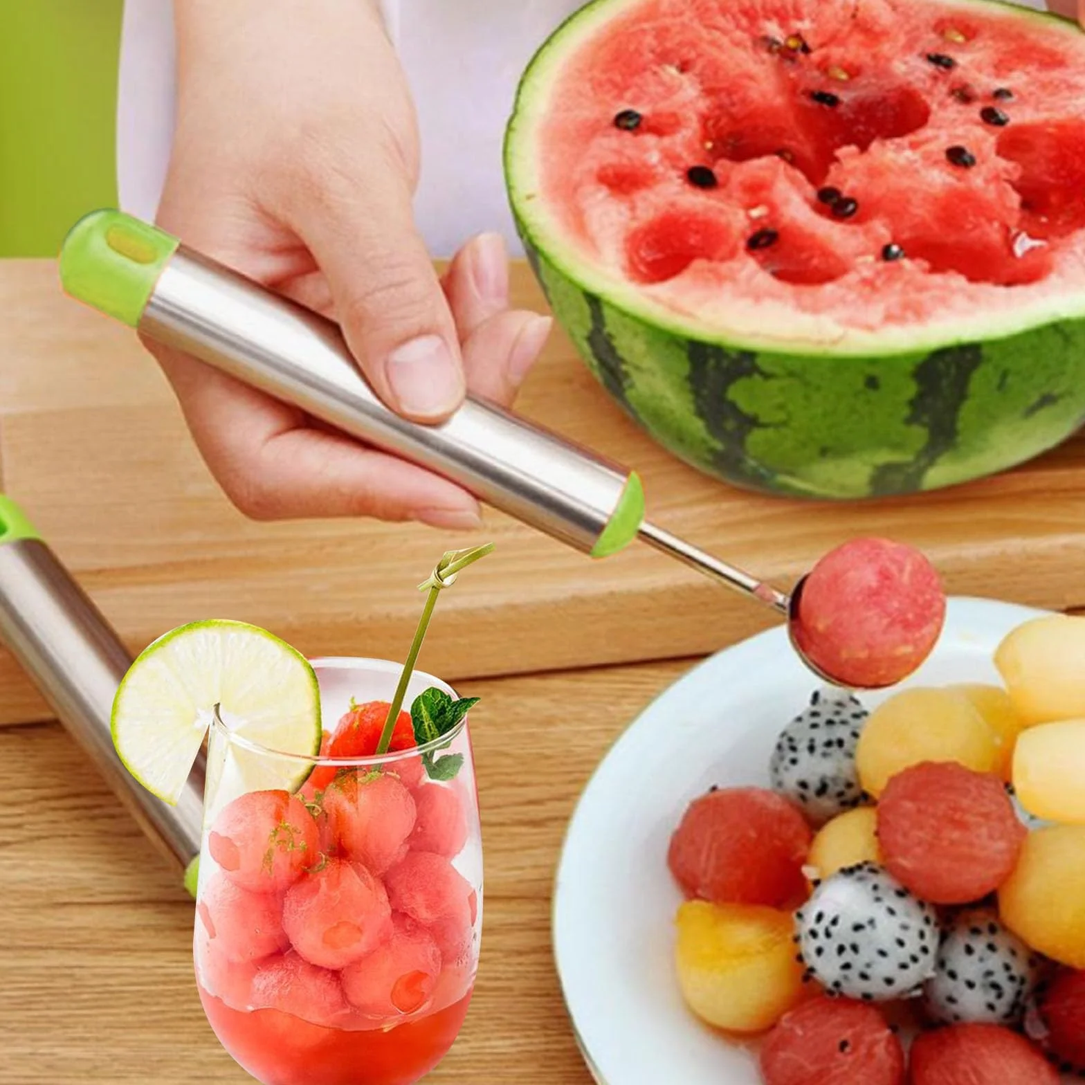Descorazonador de Fruta, Juego de 3 Piezas de Acero Inoxidable, Removedor de Manzanas y Cerezas