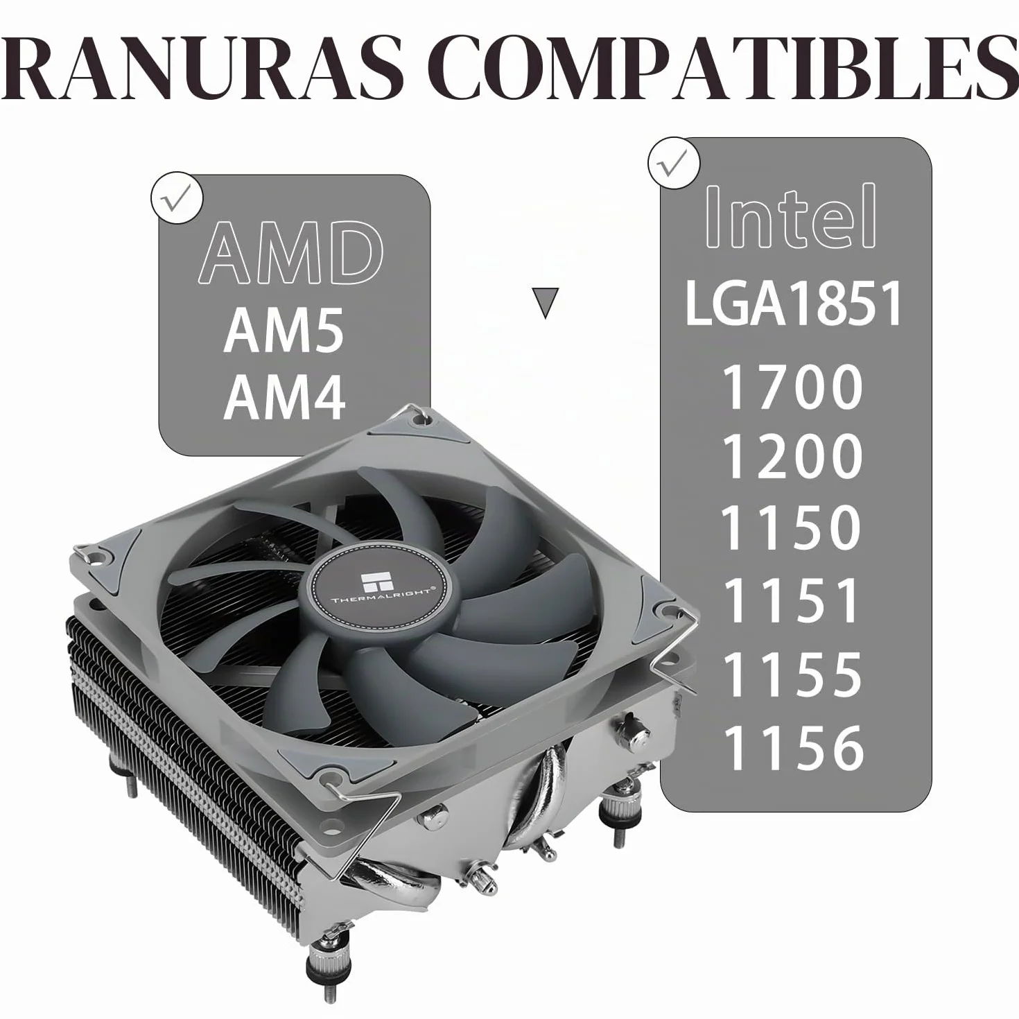 TR-Thermalright AXP90 X53 disipador de CPU - 4 tubos de calor, ventilador silencioso de 92 mm de bajo perfil, 2700 rpm, para AMD AM4/AM5, Intel LGA1851/1700/115x/1200, perfil bajo ITX PC