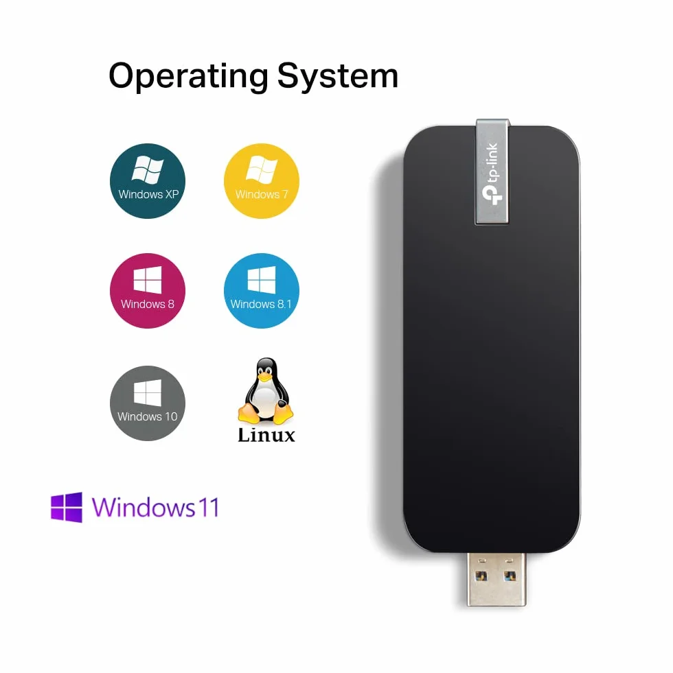 TP-Link Wi-Fi Dongle AC1300 Wireless Dual Band USB Wi-Fi Adapter for PC Desktop Laptop Tablet (Supports Windows XP/7/8/8.1/10/11 and Linux, USB 3.0) (Archer T4U)