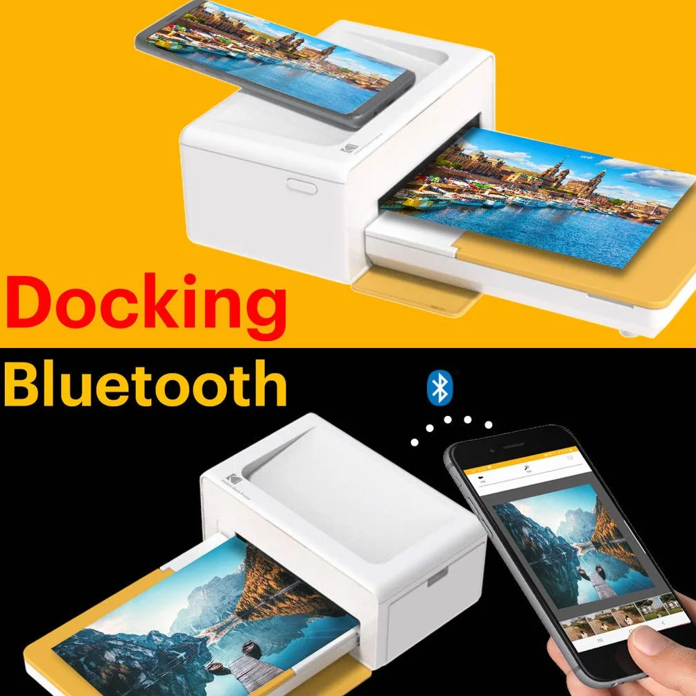 KODAK PD460 - Impresora fotográfica a color de 10 x 15 cm, Bluetooth y acoplamiento, blanco y negro