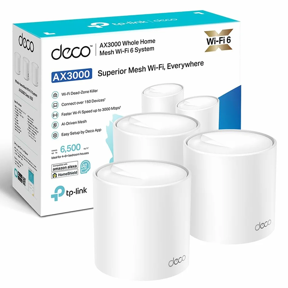 TP-Link Deco X50 WiFi 6 AI Mesh AX3000 Doble Banda 2.4 GHz/5 GHz Cobertura 600 m2 3 Puertos Gigabit Blanco