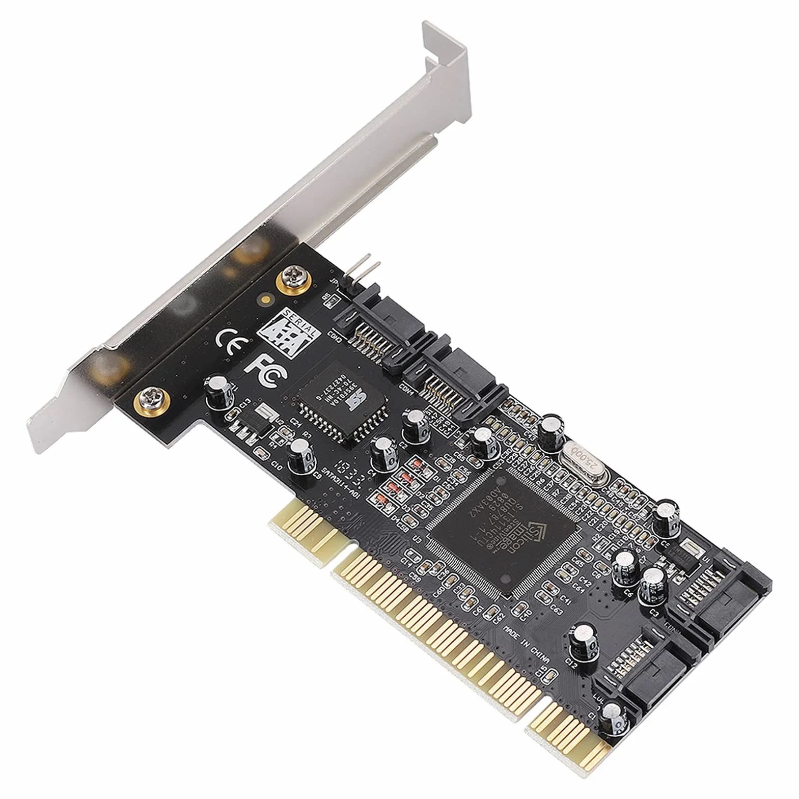 Tarjeta Controladora PCI SATA 4 Puertos Internos 1,5 Gbps Sil3114 Chipset Raid, Compatible con 98SE/Me/2000/XP/NT4.0/XP 64-bit
