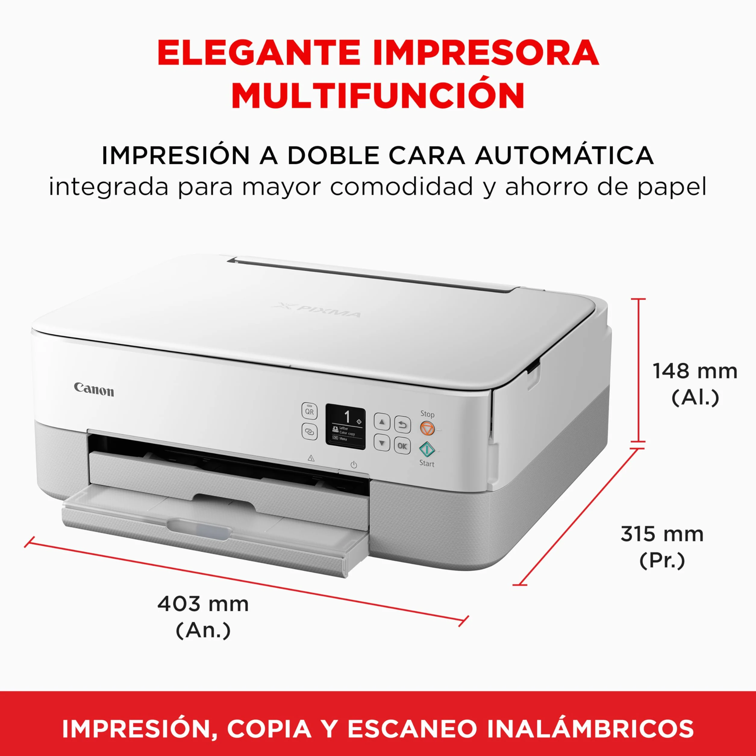 Canon PIXMA TS5351i – Impresora Multifunción para Uso Doméstico con Pantalla OLED | Conexión Inalámbrica desde tu Smartphone | Con PIXMA Print Plan