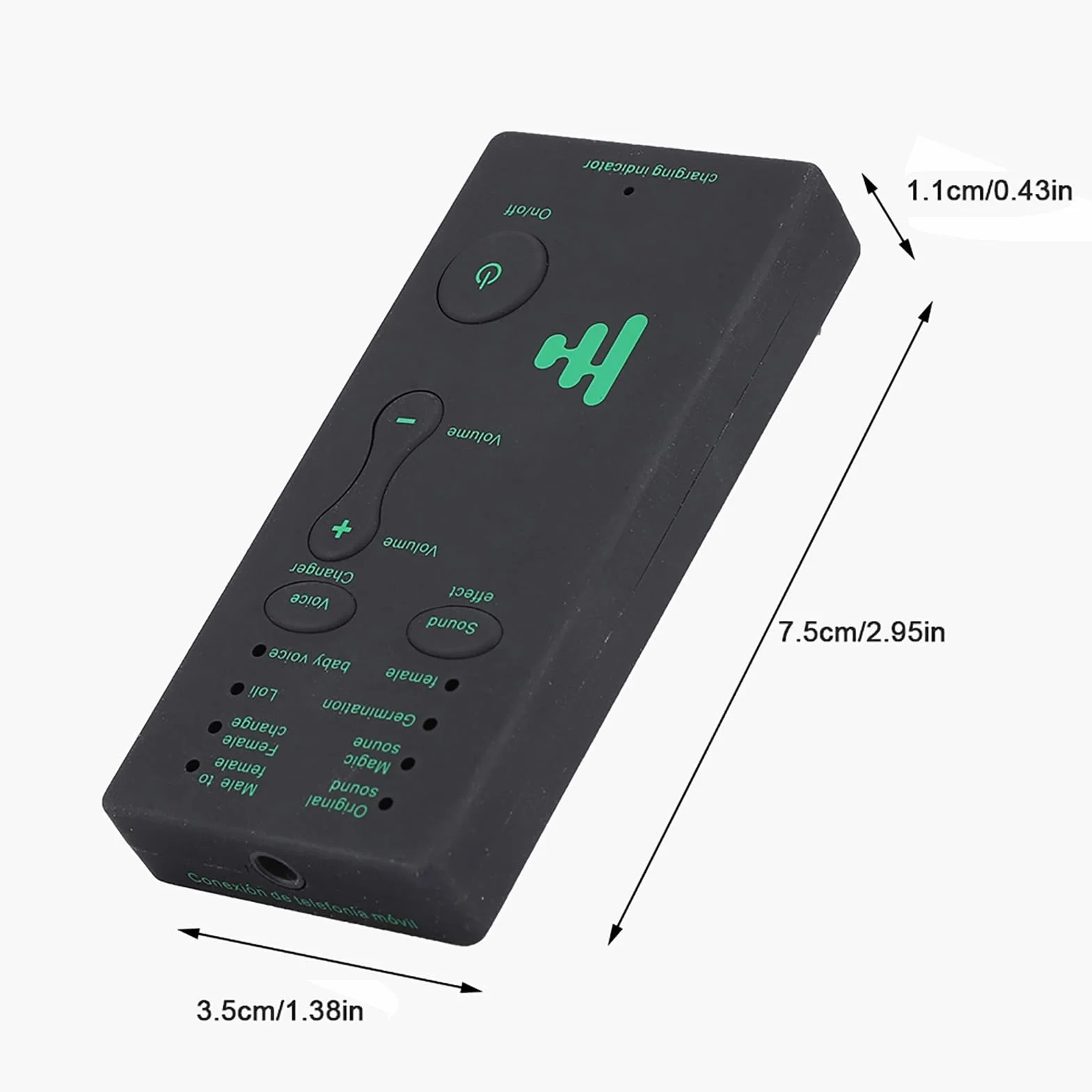 Yunir Cambiador de Voz, Mini Tarjeta de Sonido Externa Teléfono móvil Dispositivo portátil de Cambio de Voz en Tiempo Real con Cable de 3,5 mm, para teléfono móvil, PC (versión en inglés)