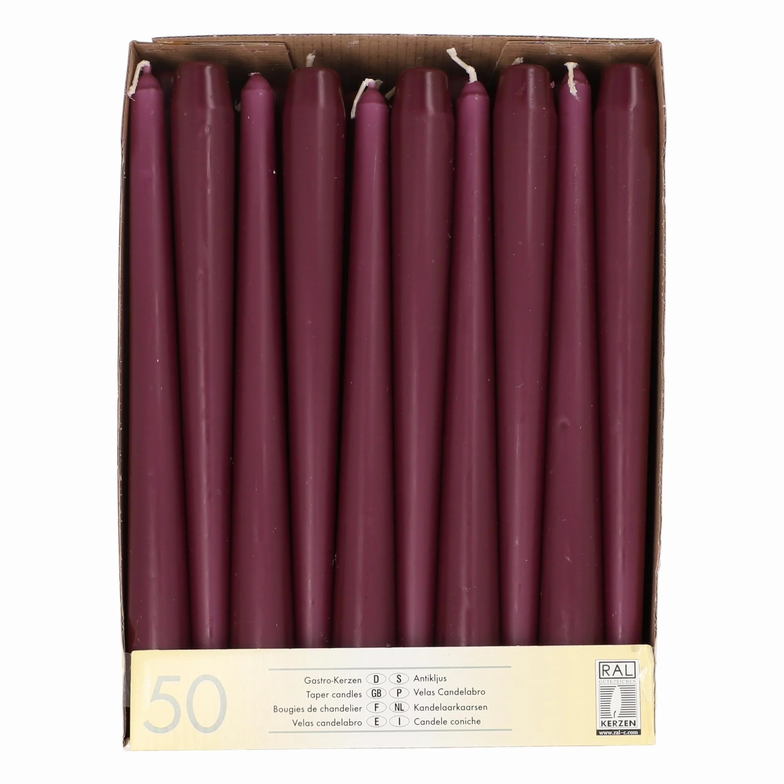 PAPSTAR 50 velas de candelabro 2,2 cm diámetro 25 cm morado