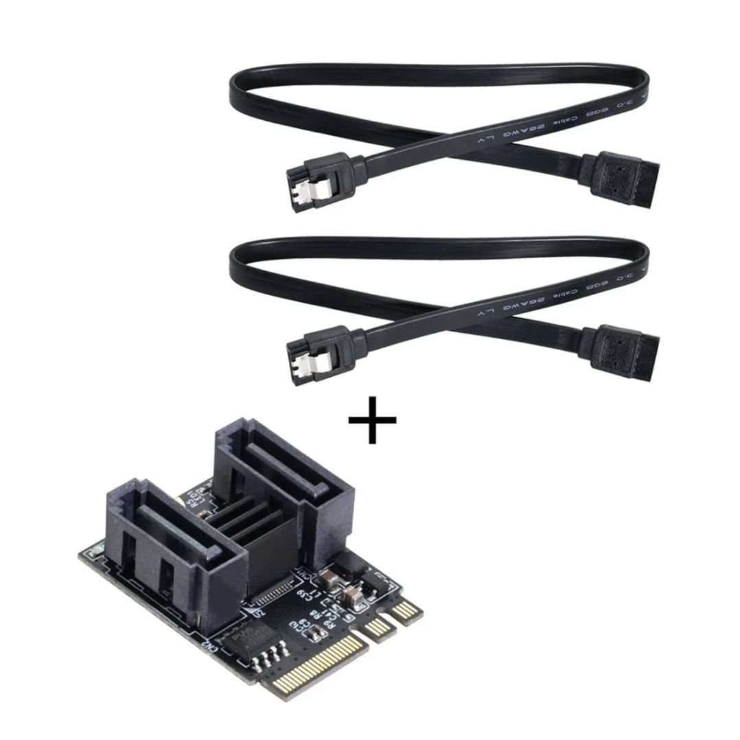 ChenYang Adaptador de tarjeta de extensión PCIE 3.0 M.2 (llave A+E) a 2 SATA 3.0 para tarjeta madre SATA de extensión de puerto de disco duro
