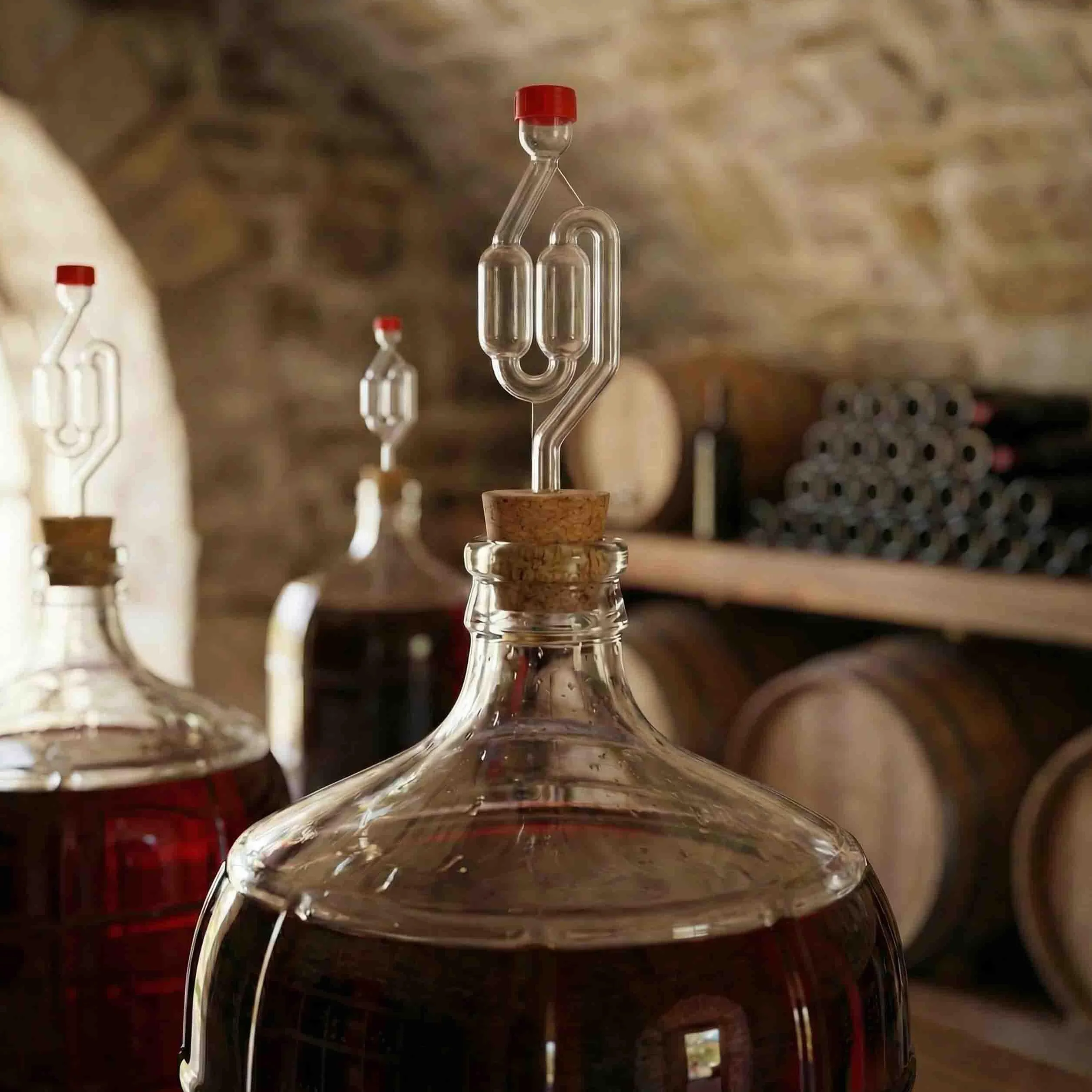 Lantelme Tubo de fermentación rojo de plástico para vino, cerveza, chucrut, kimchi