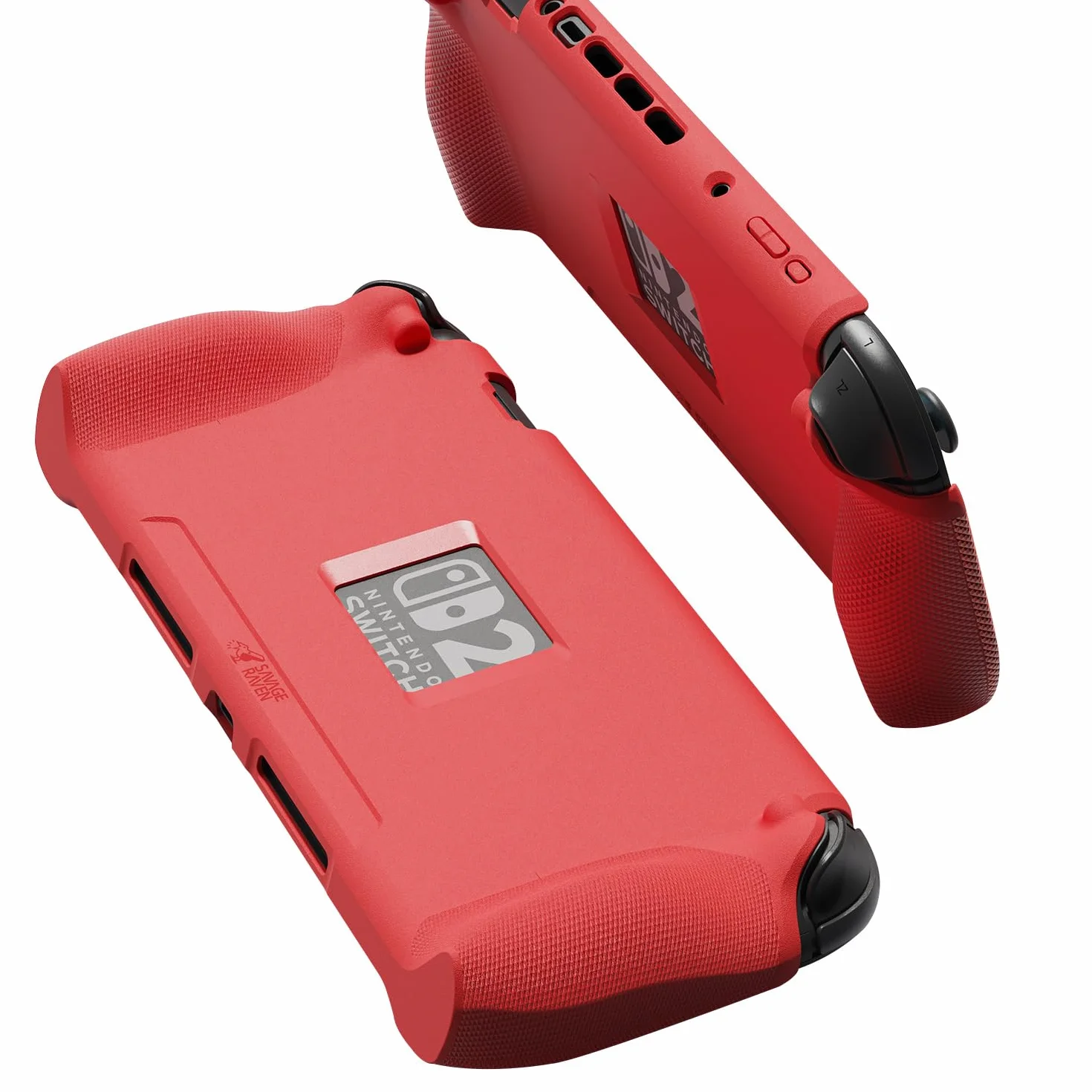Savage Raven by Skull & Co. StandGrip for Nintendo Switch 2: A Soft Protective Case with Textured Grips Full Protection and Stand, Shock-Absorption Non-Slip and Anti-Scratch Cover Design- Red