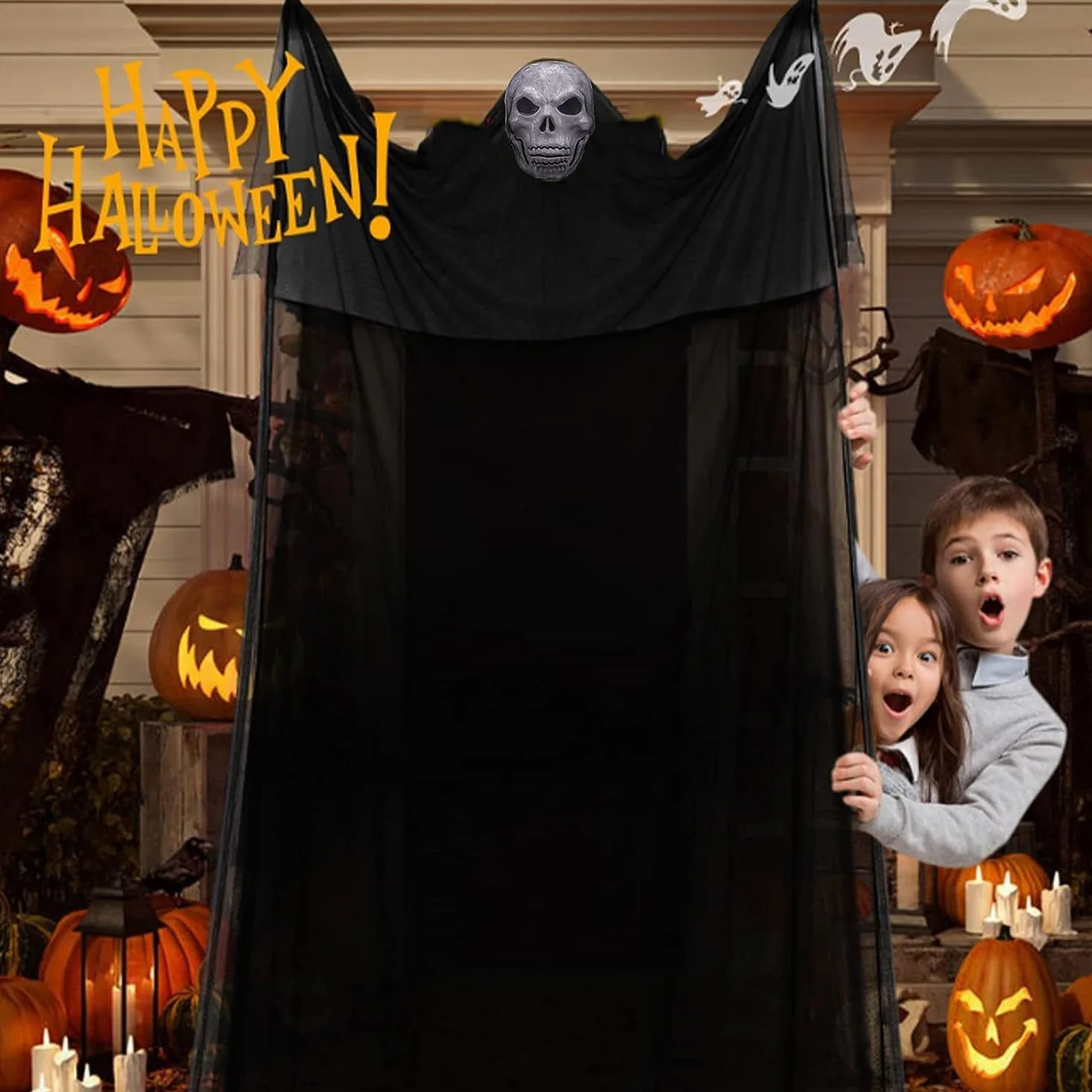 Fantasmas Colgantes de Halloween, Máscara de Esqueleto Colgante Decoraciones de Halloween