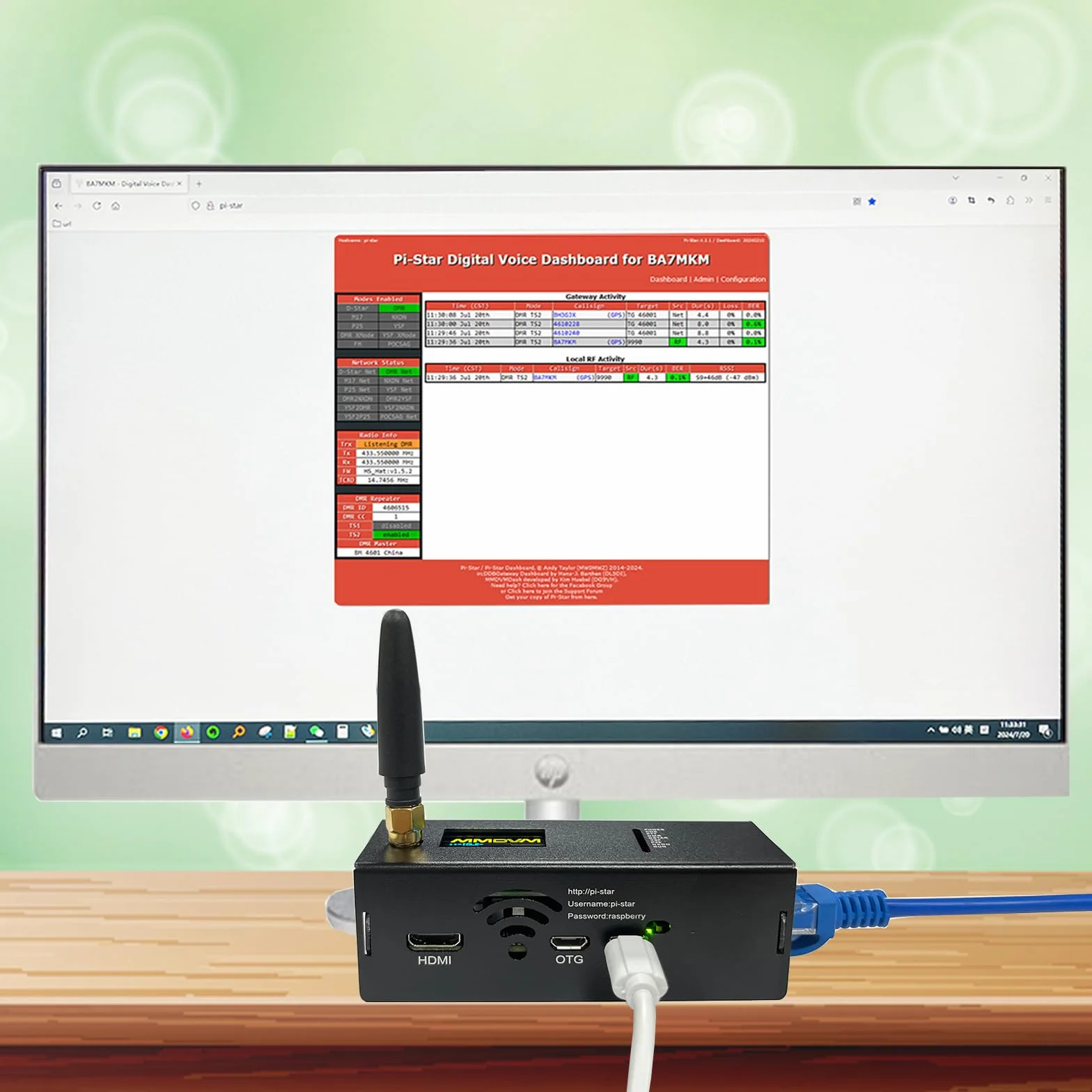 MM100 DMR Hotspot con puerto WiFi Ethernet Voice Modem Raspbery pi zerow Dstar Ysf C4fm Two Colors OLED Screen