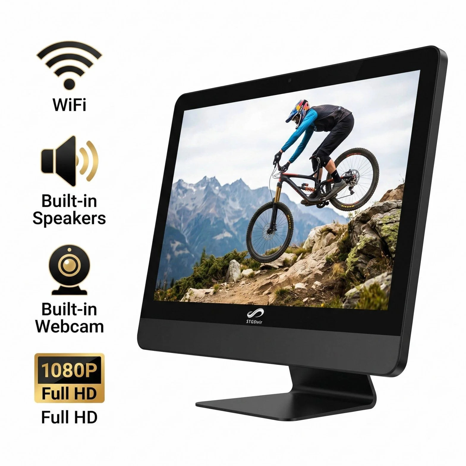 STGsivir All in One PC, Ordenador de Sobremesa 24" FHD, Core i7 hasta 4.0 GHz, 16 GB RAM, 1 TB SSD, WiFi, Bluetooth 5.0, Windows11 Pro, Negro