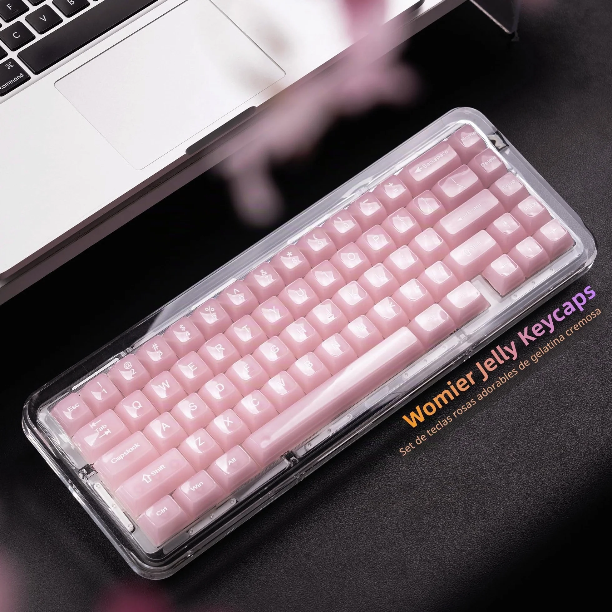 Womier Teclas de Teclado Transparentes, Rosas 60, 65, 75, 100 por ciento, Juego de Teclas Personalizadas para Cherry MX, Kailh, Outemu, Gateron (Perfil MD)