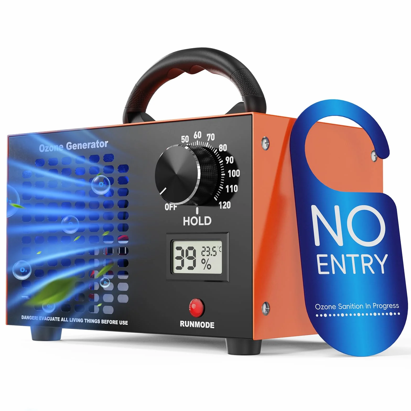 Generador de Ozono 120000mg/h - Ozono Purificador de Aire con Temporizador 2H,Maquina Ozono Portatil,Desinfección y Desodorización,para Hogar Coche Cocina Oficina Sótano,Área Hasta 500㎡