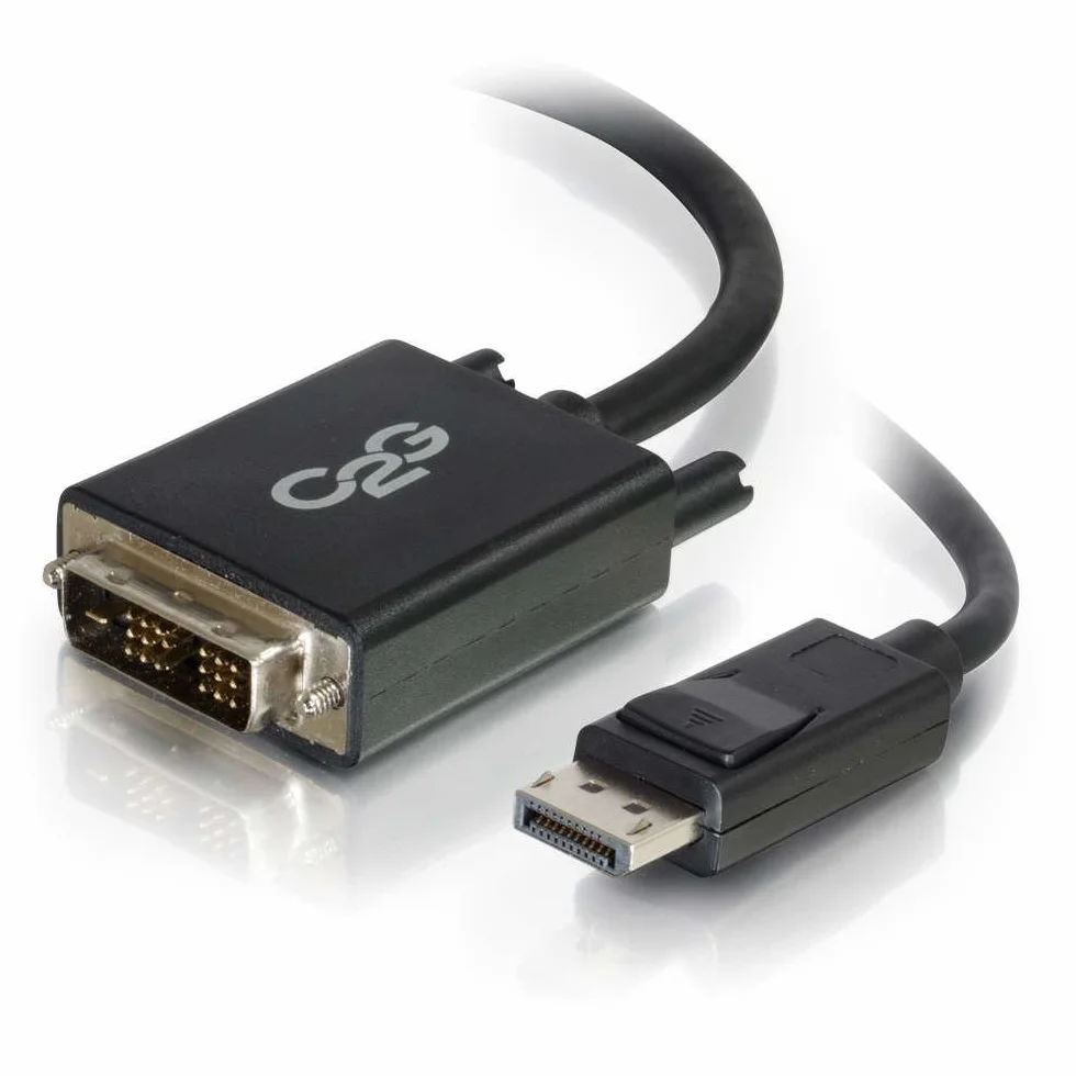 C2G Cable adaptador DisplayPort macho a DVI-D Single Link macho de 2 m, negro - Adaptadores de cable de vídeo (negro, 2 m, DisplayPort, DVI-D, 1920 x 1200 Pixeles, Negro, Macho/Macho)
