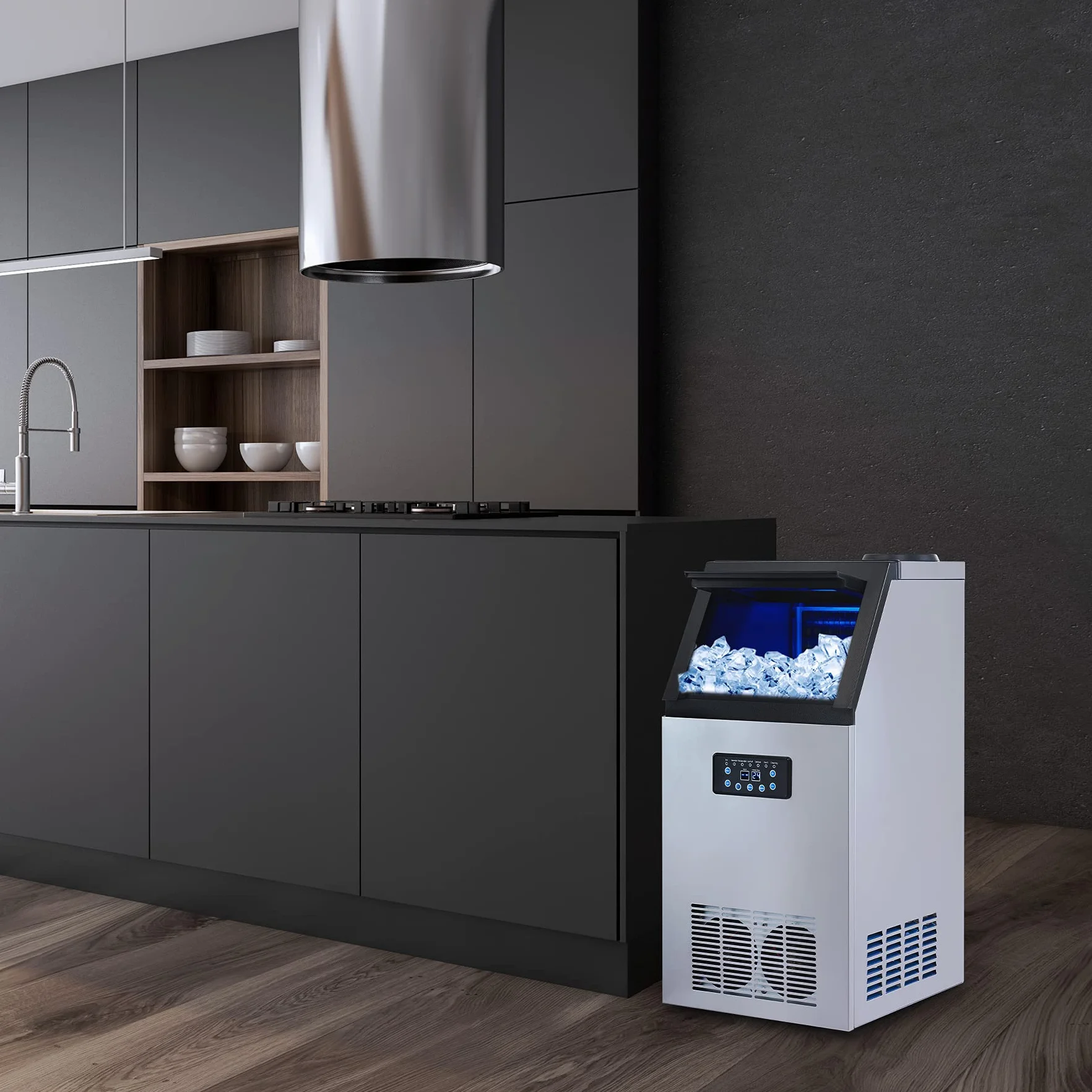 Máquina de Hacer Hielo Industrial WILPREP 480W 41kg/24h Acero Inoxidable LCD